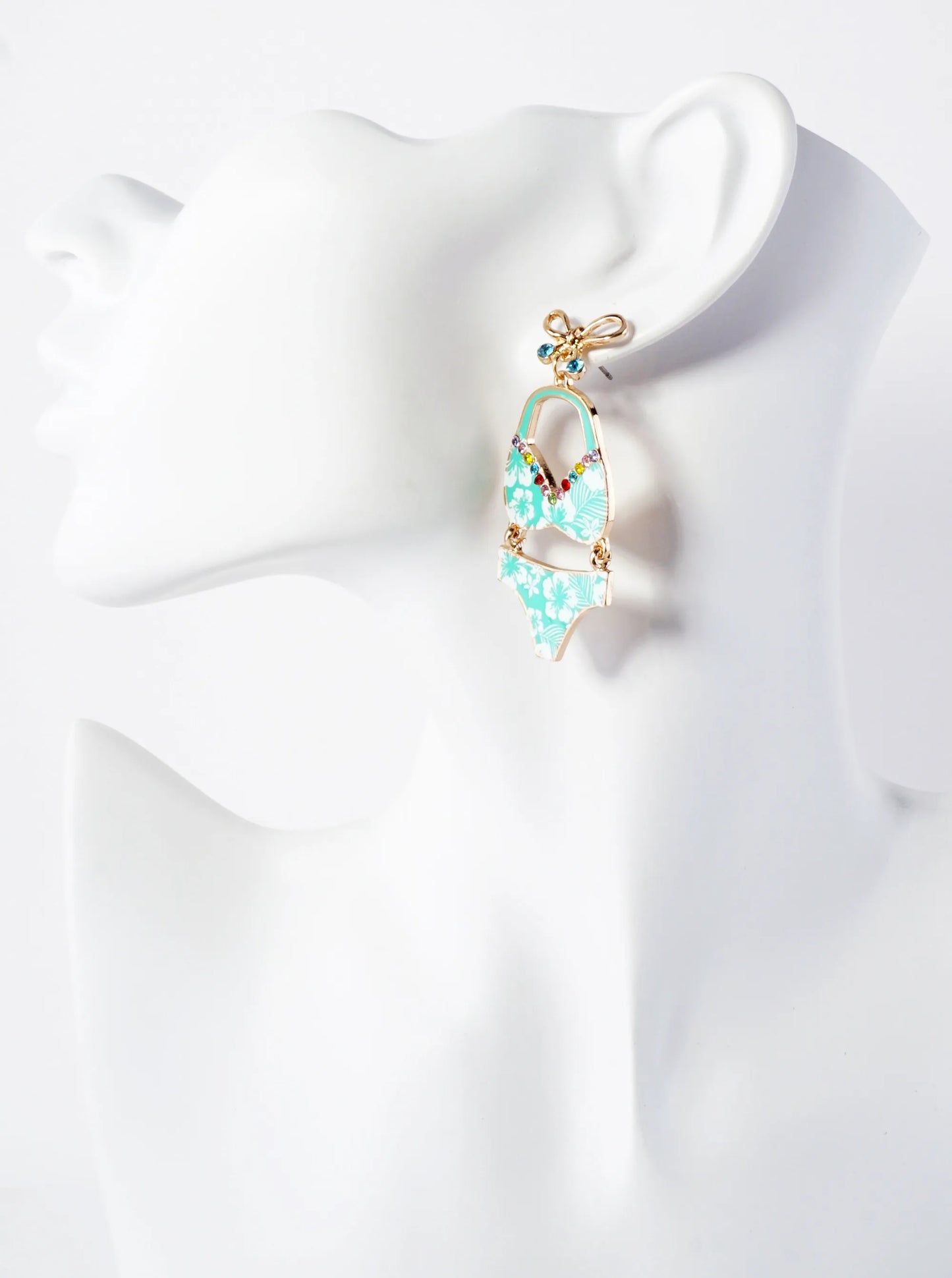 Enamel Bikini Drop Bow Post Fun Statement Earrings