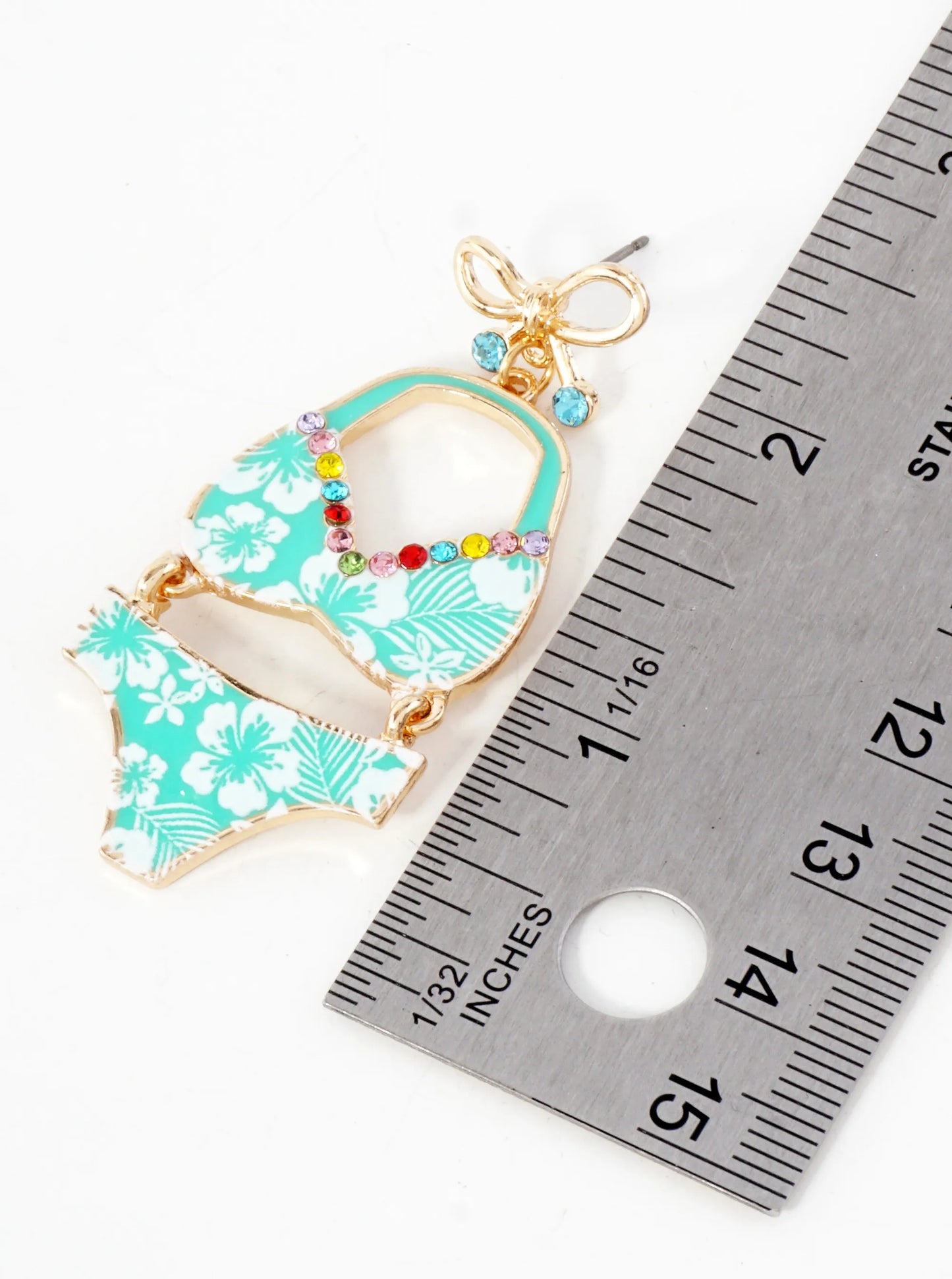 Enamel Bikini Drop Bow Post Fun Statement Earrings