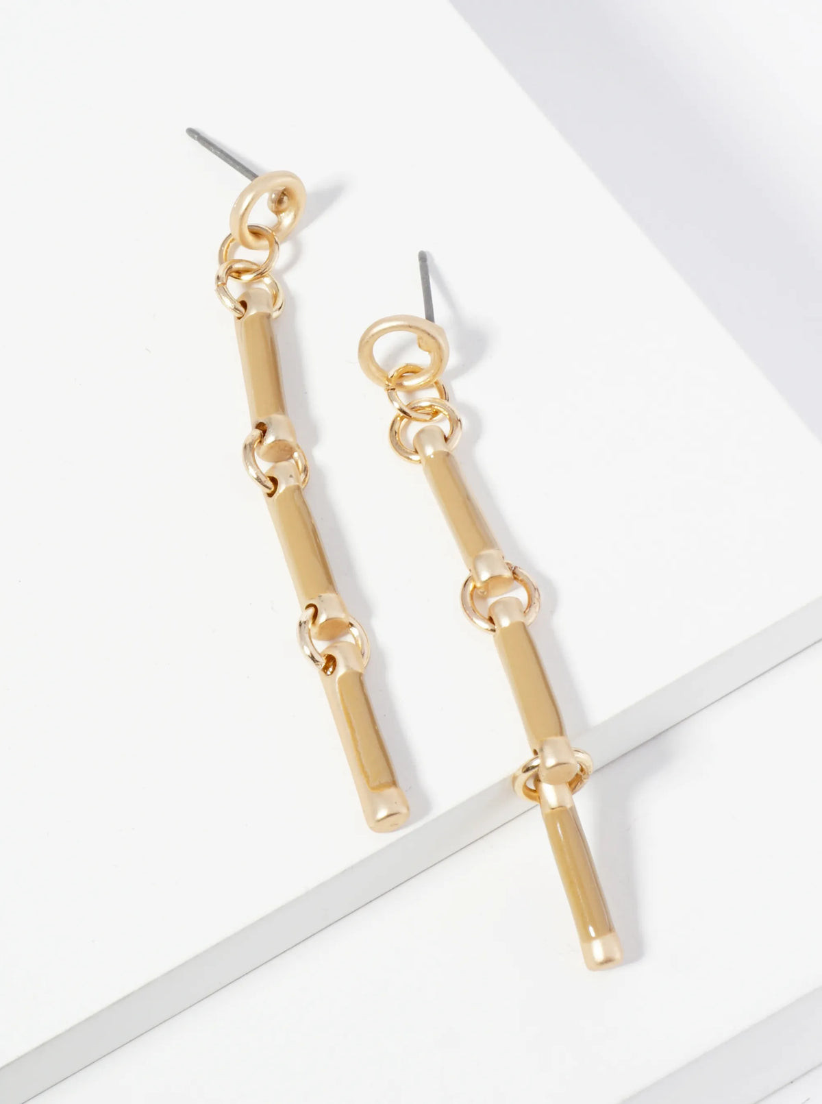 Enamel-Coated Tube Bar Drop Dangle Post Earrings