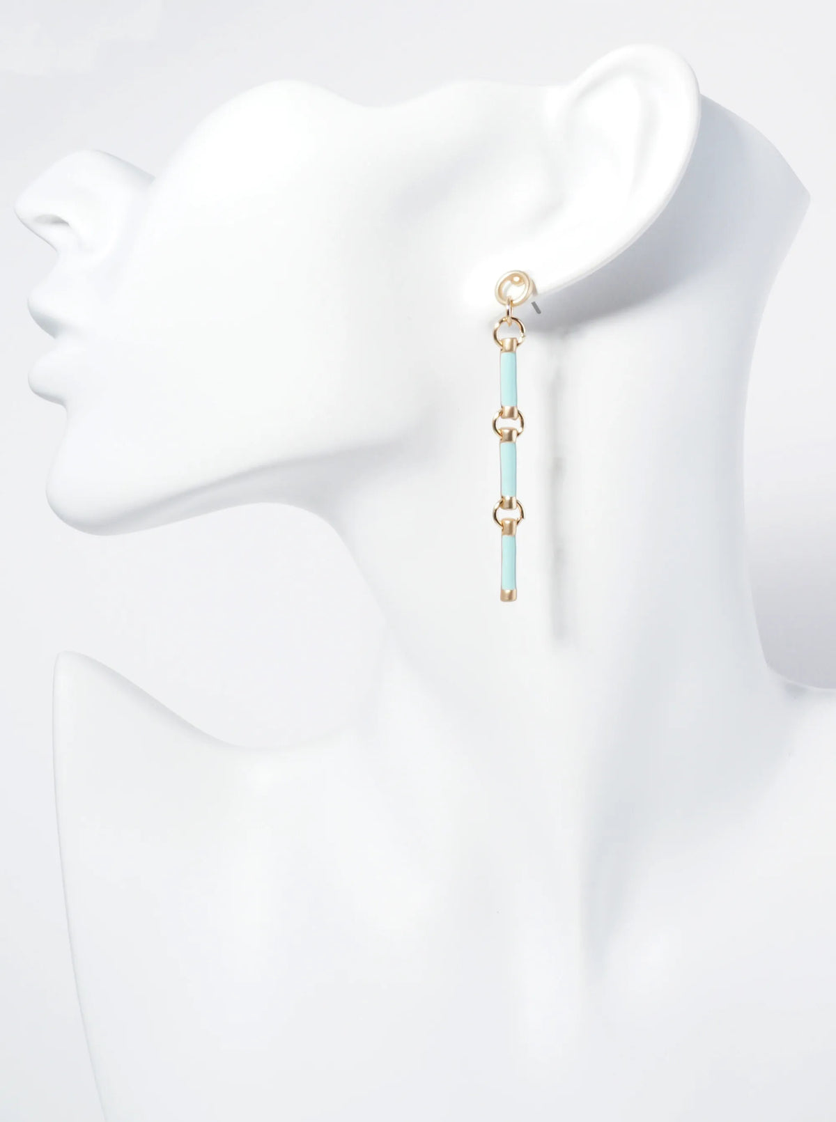 Enamel-Coated Tube Bar Drop Dangle Post Earrings