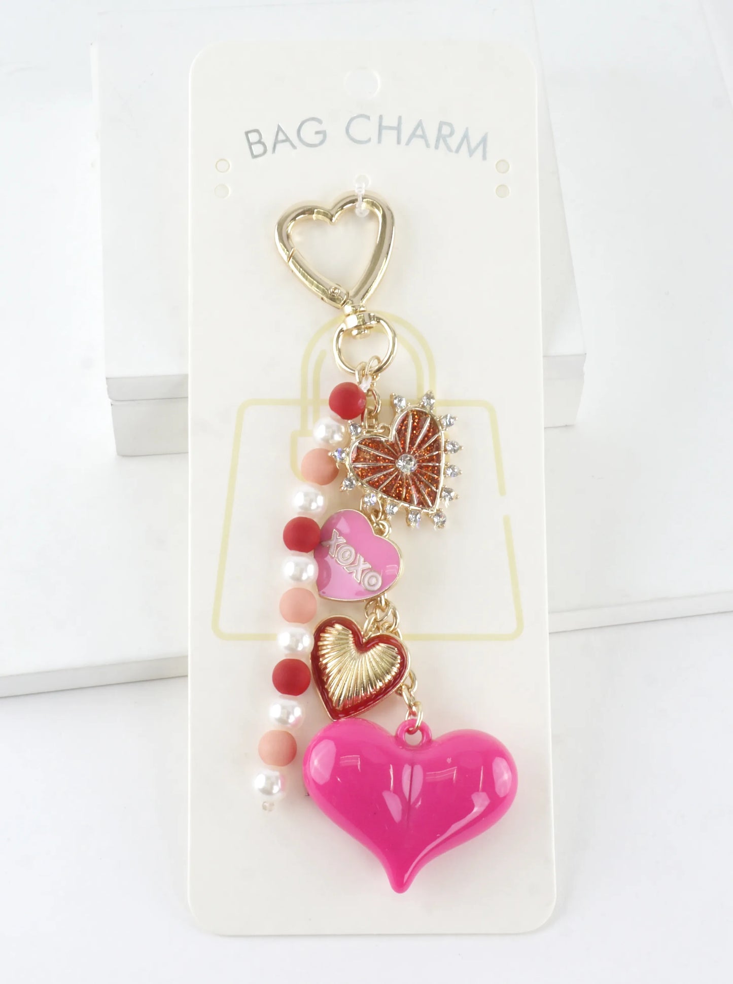 Enamel Crystal Hearts Dangle Bag Charms