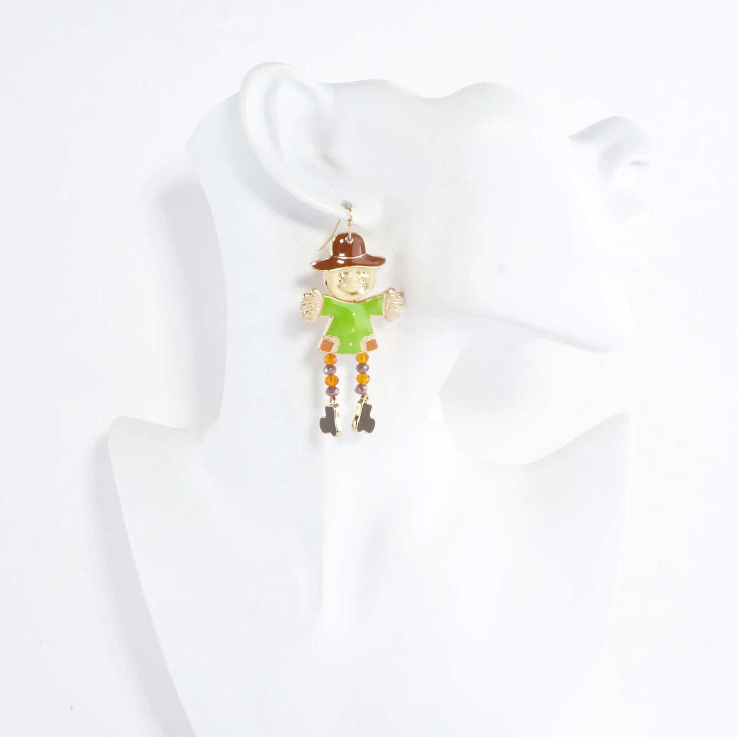 Enamel Dancing Scarecrow Dangle Earrings