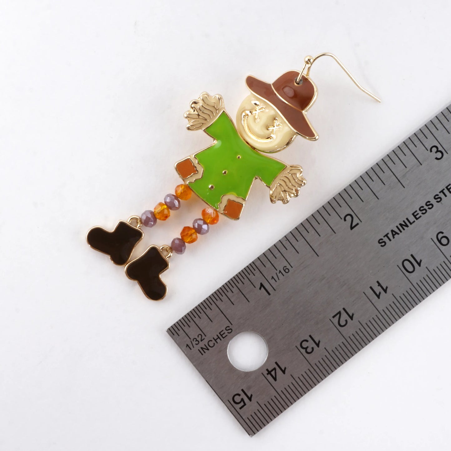 Enamel Dancing Scarecrow Dangle Earrings