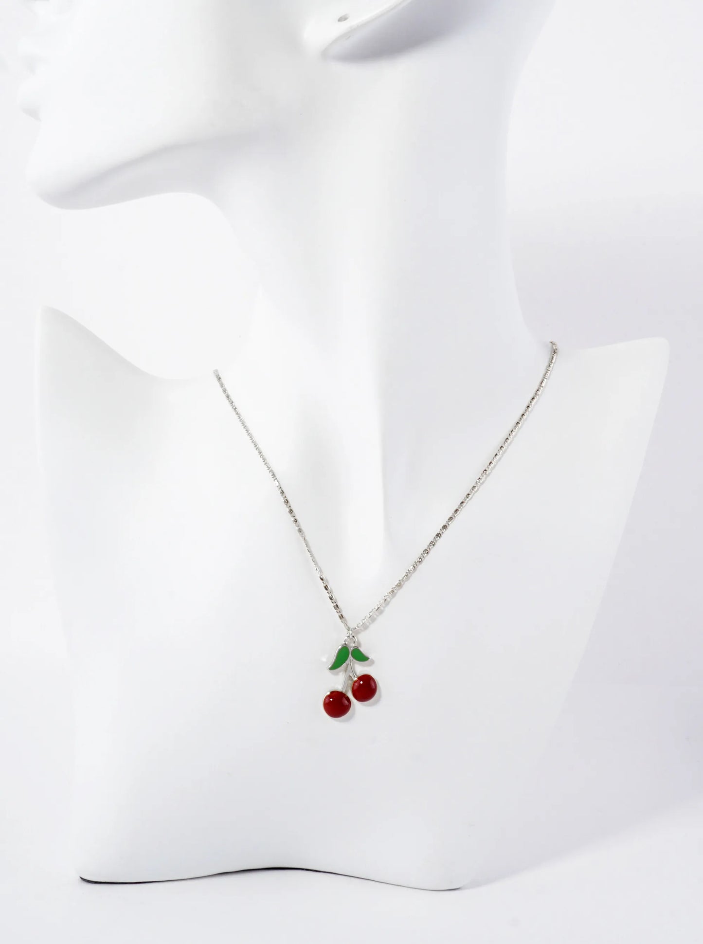 Enamel Filled 1-inch Cherry Pendant 18K-Gold-Dipped Necklace