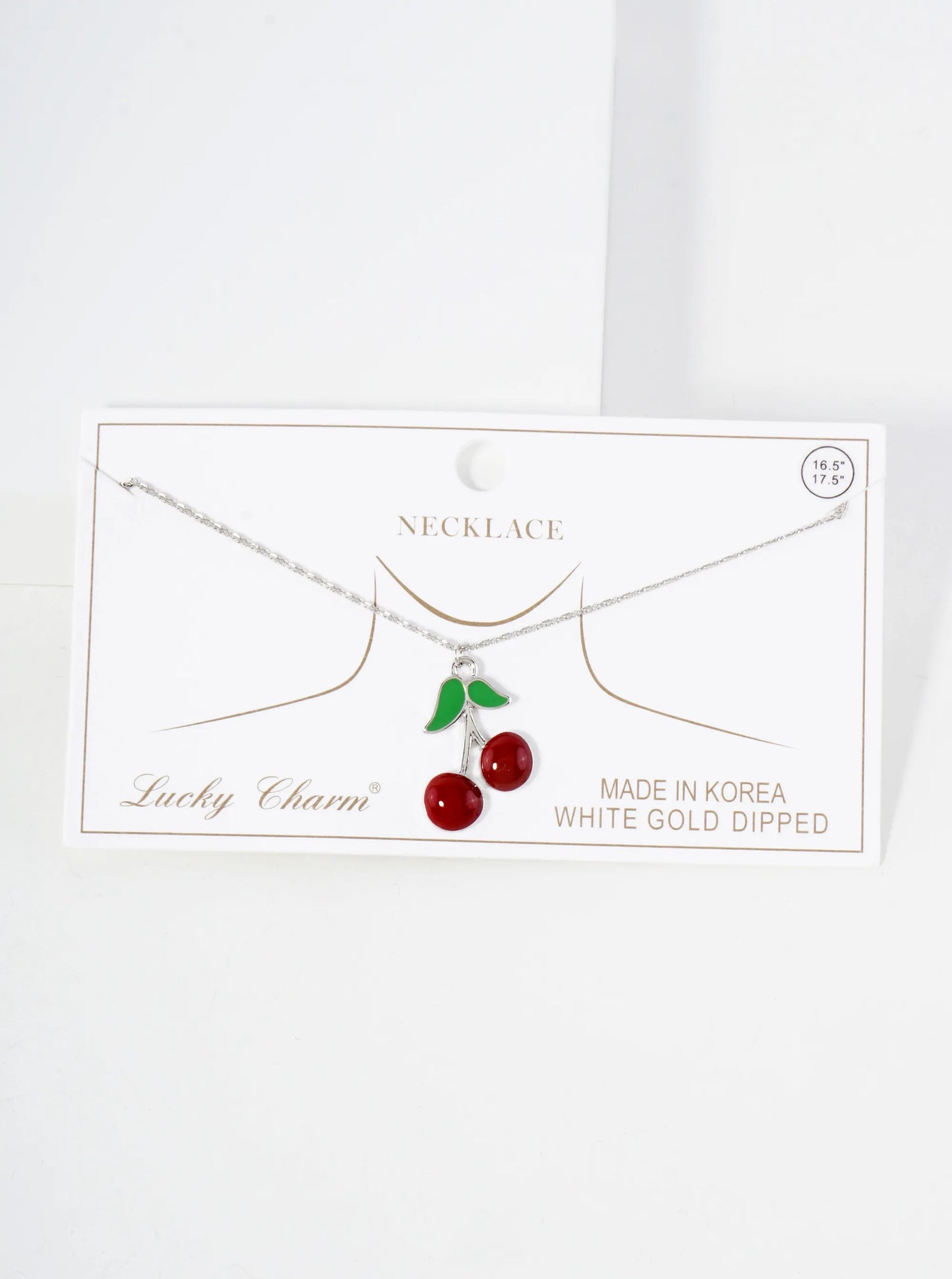 Enamel Filled 1-inch Cherry Pendant 18K-Gold-Dipped Necklace