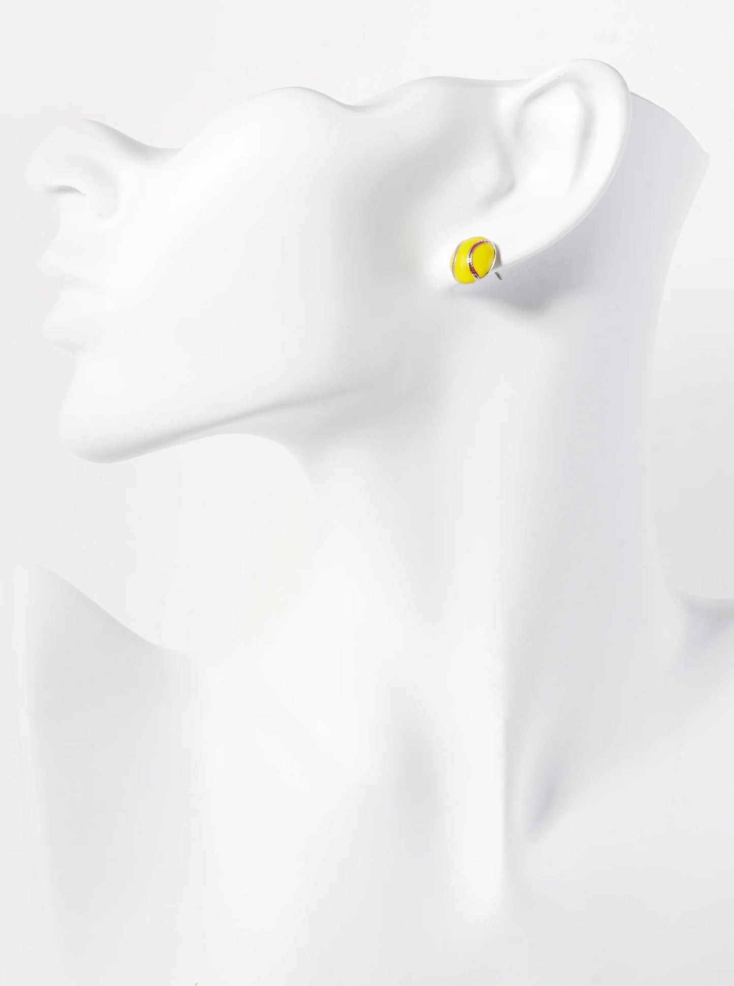 Enamel Filled 10mm Half Circle Softball Stud Earrings