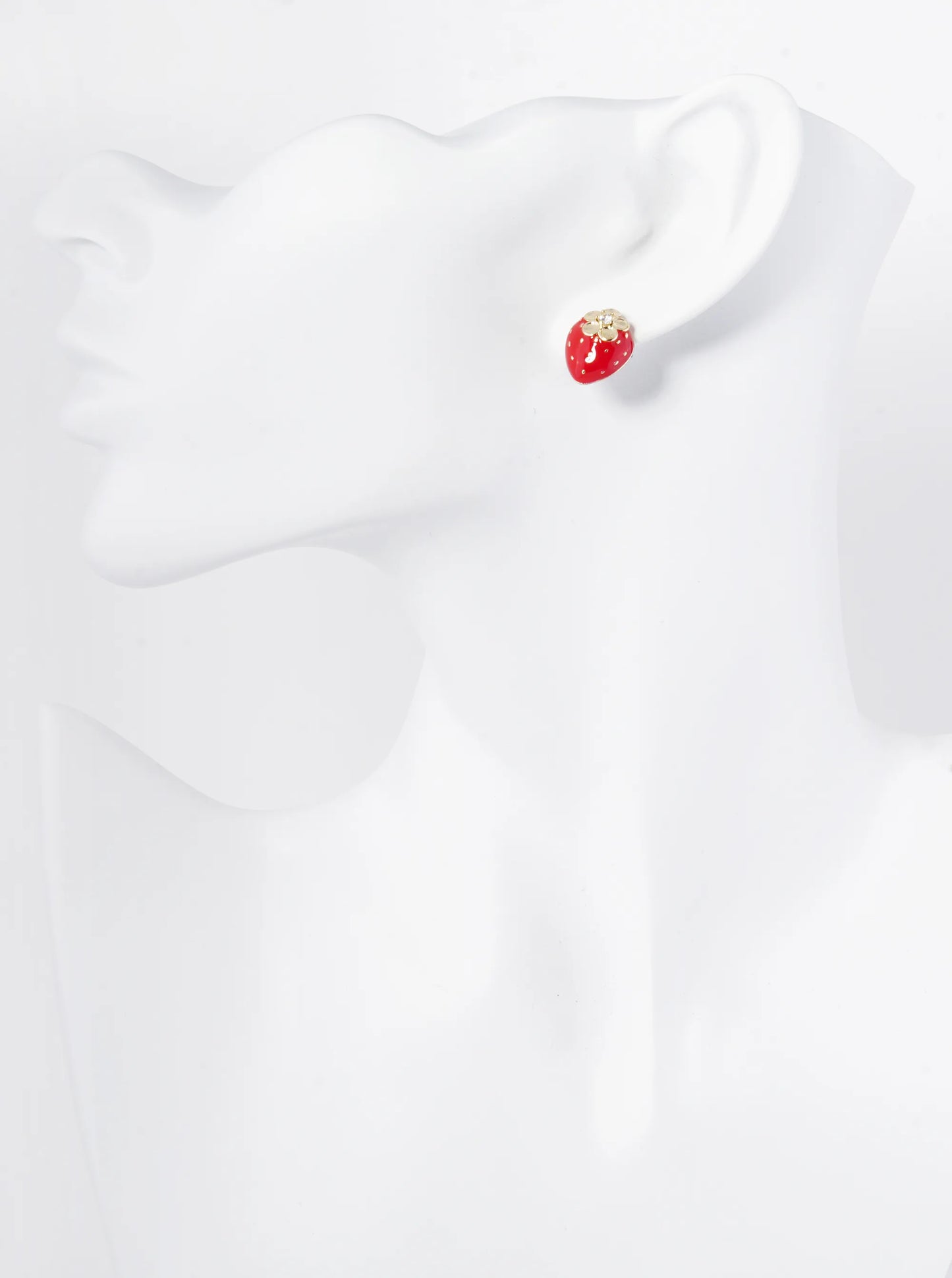 Enamel Filled 13mm Dainty Strawberry Stud Earrings