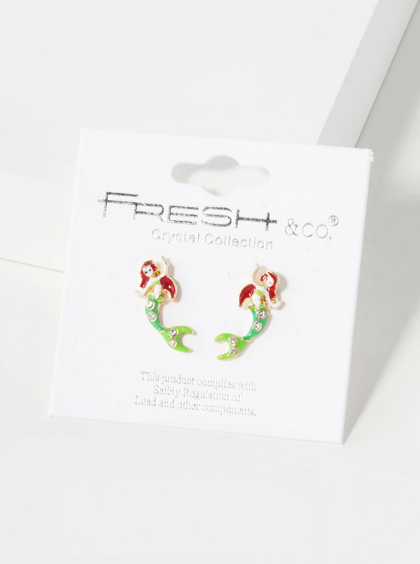 Enamel Filled 18mm Mermaid Stud Earrings