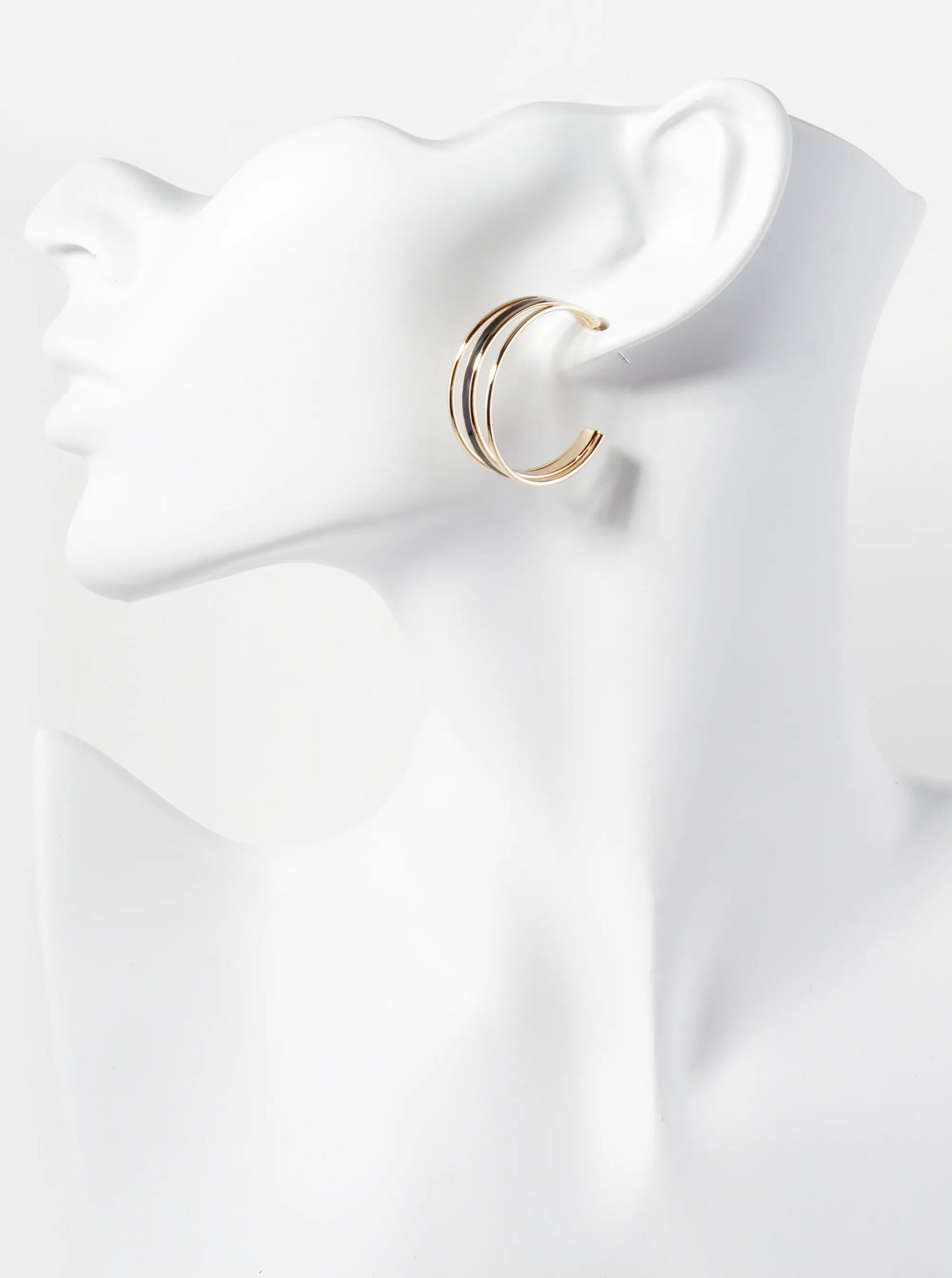 Enamel Filled 30mm Triple Hoop Earrings