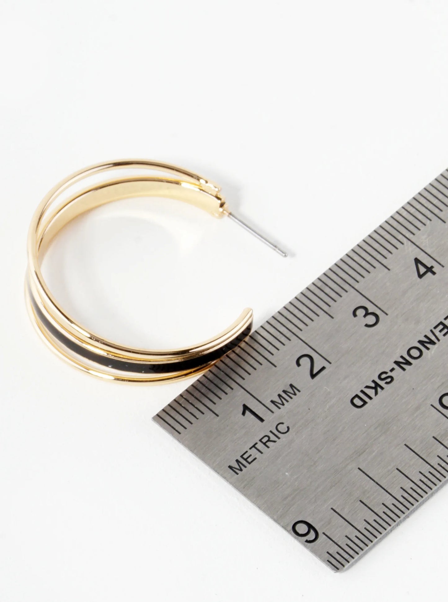 Enamel Filled 30mm Triple Hoop Earrings