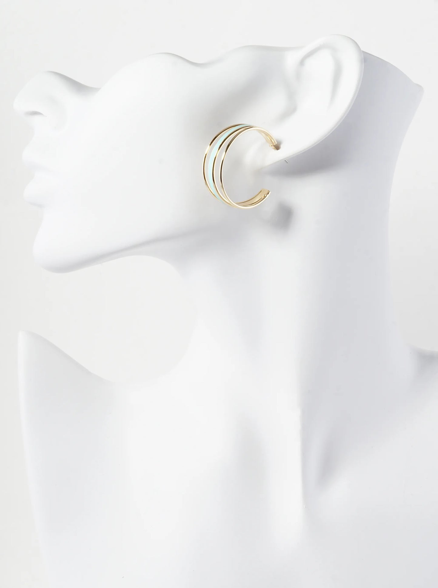 Enamel Filled 30mm Triple Hoop Earrings