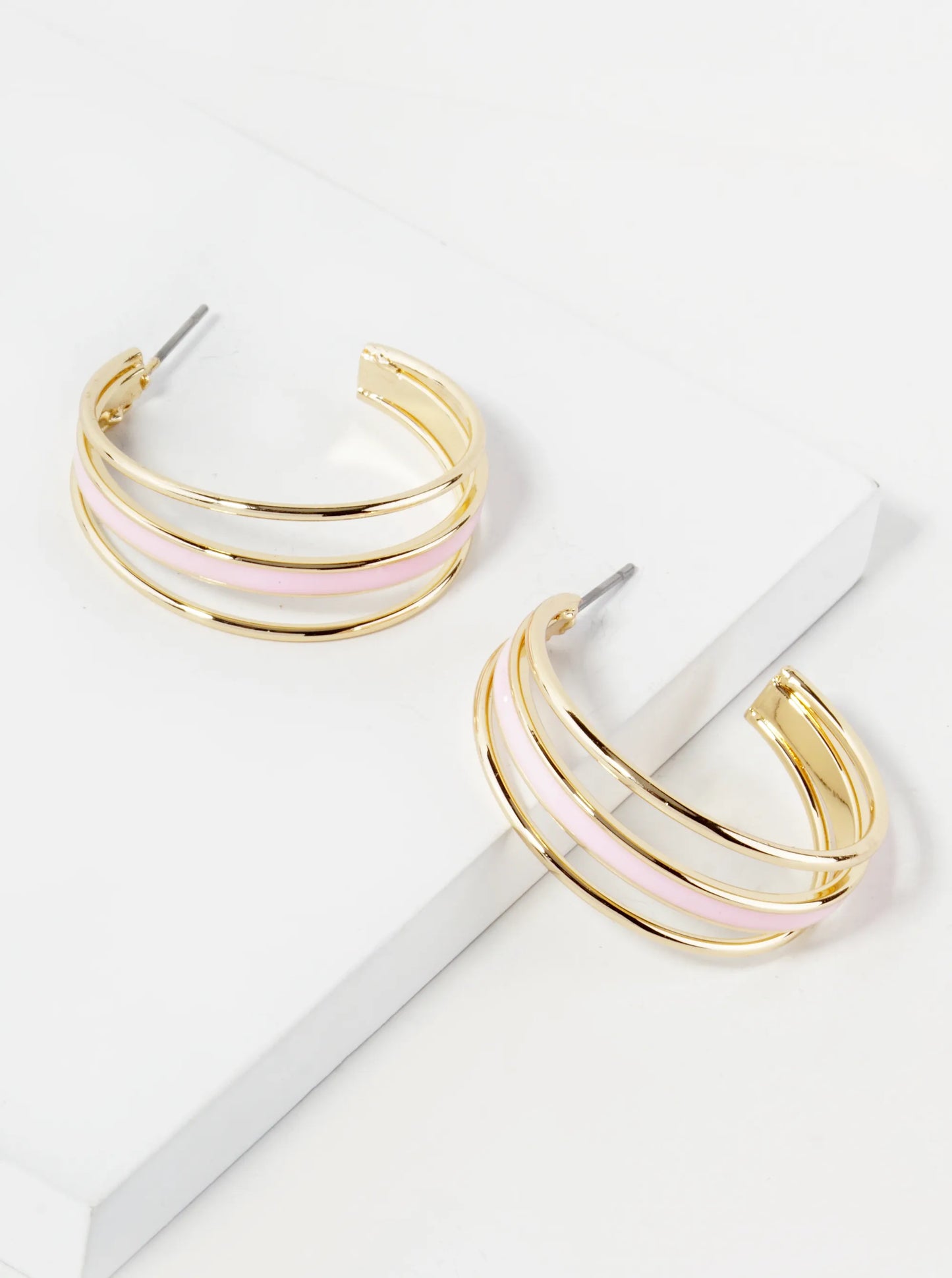 Enamel Filled 30mm Triple Hoop Earrings