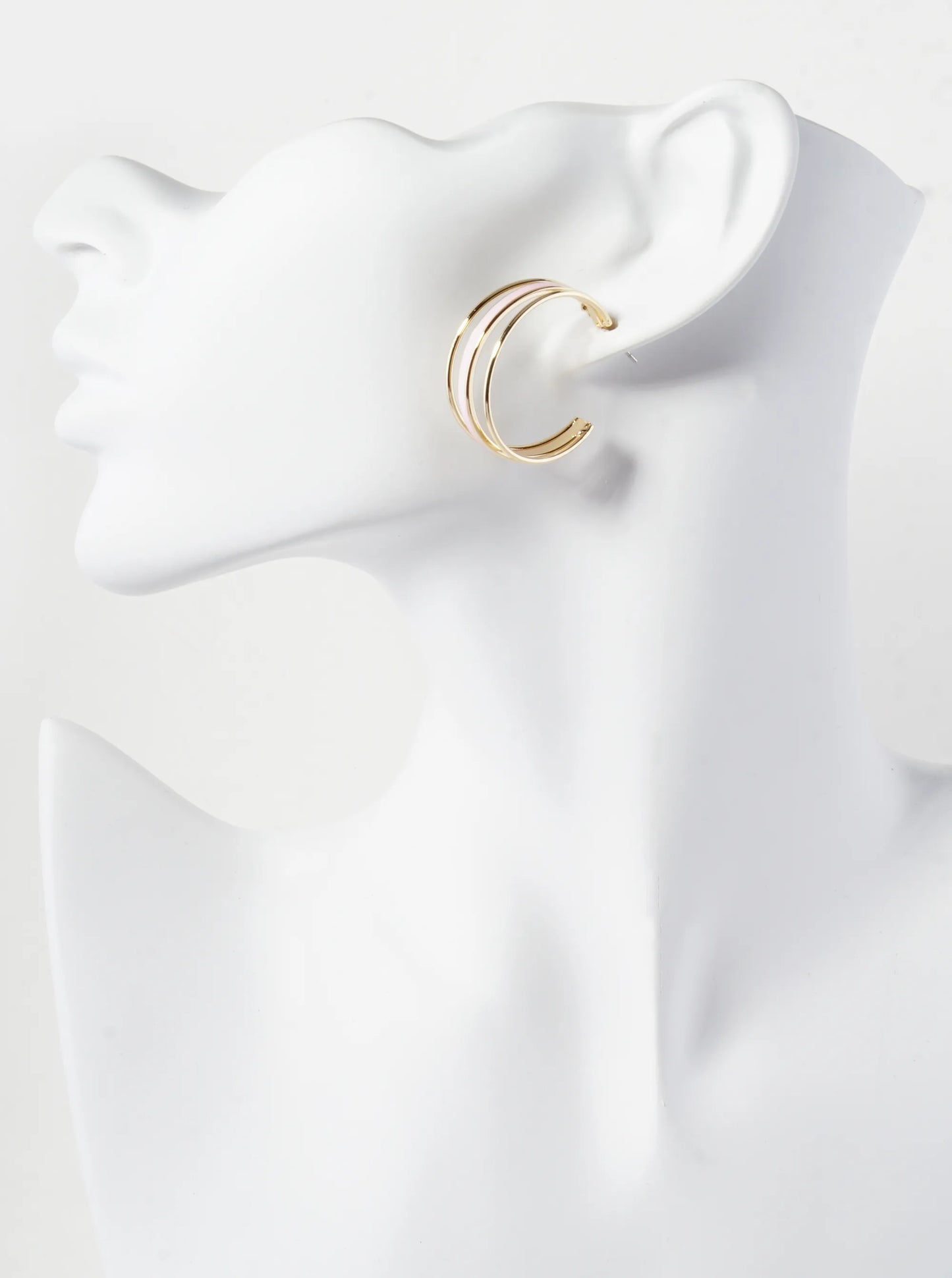 Enamel Filled 30mm Triple Hoop Earrings