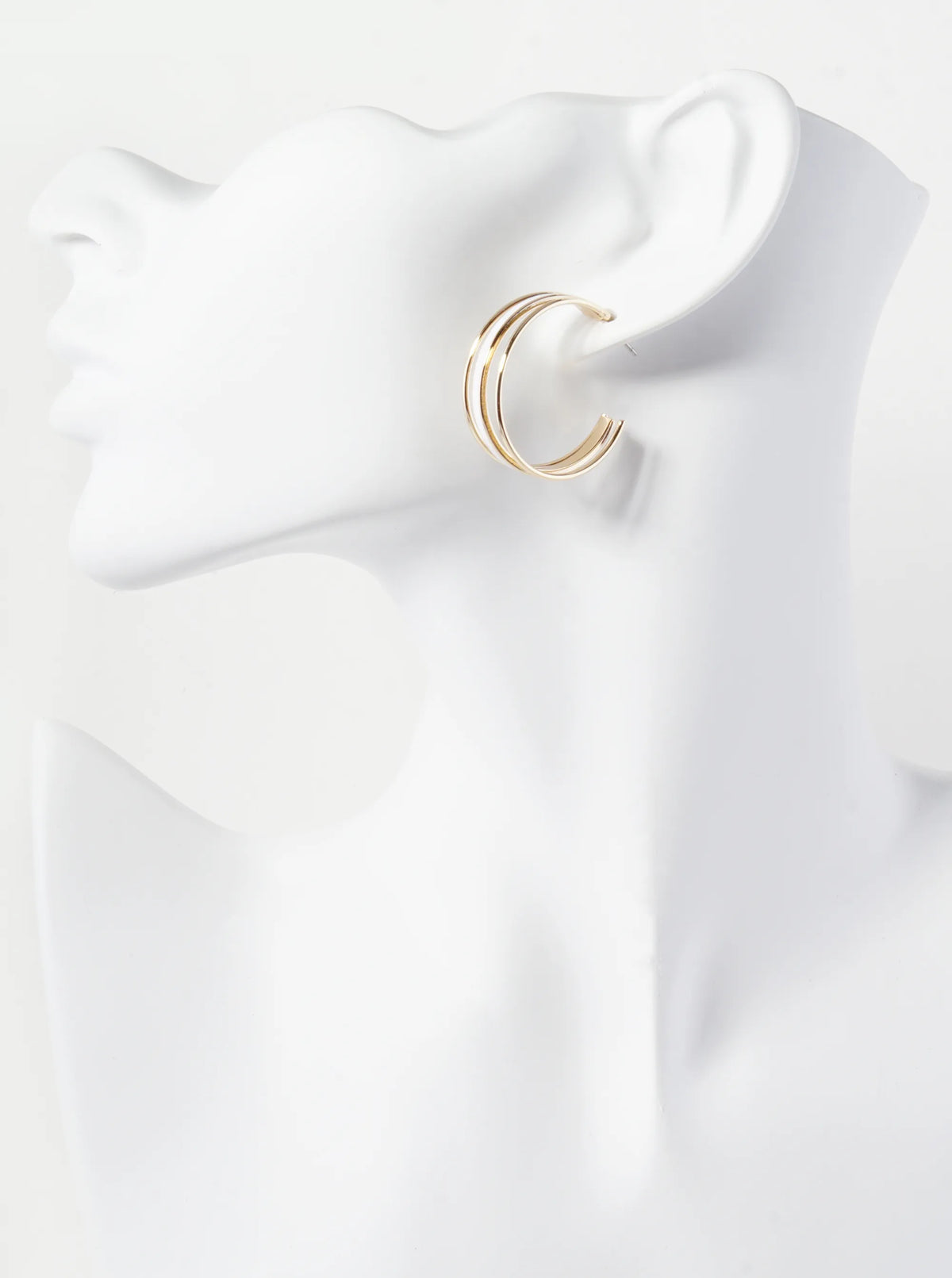 Enamel Filled 30mm Triple Hoop Earrings