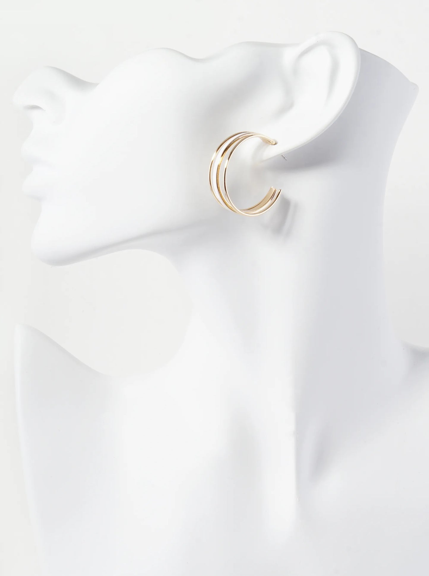 Enamel Filled 30mm Triple Hoop Earrings