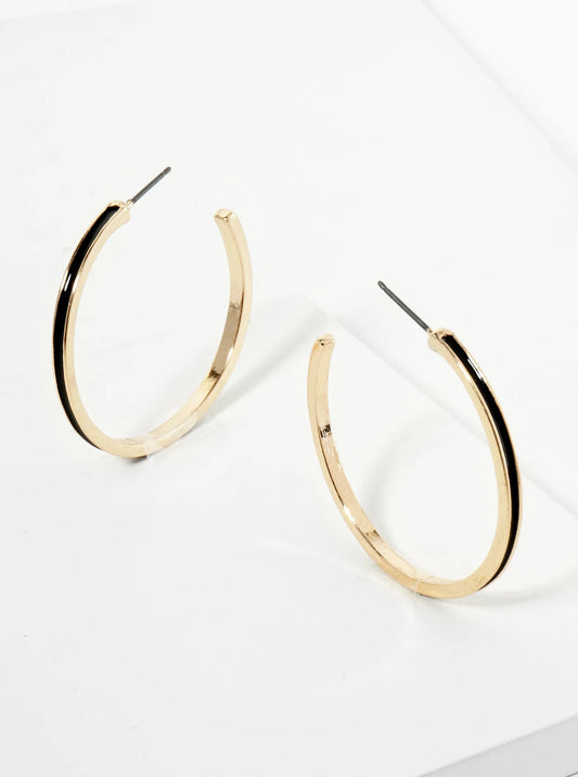 Enamel Filled 35mm Skinny Open Hoop Earrings