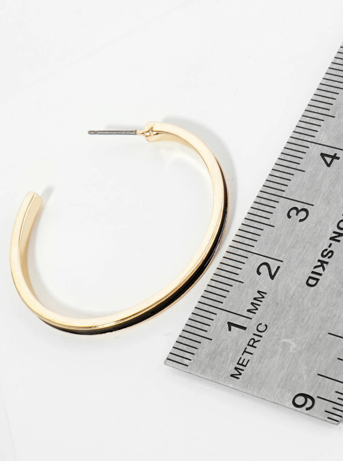 Enamel Filled 35mm Skinny Open Hoop Earrings