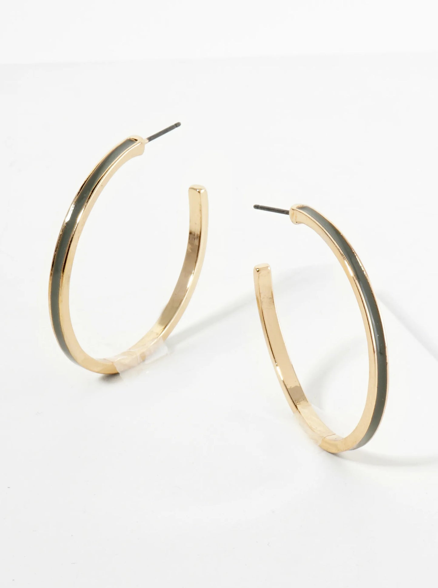 Enamel Filled 35mm Skinny Open Hoop Earrings