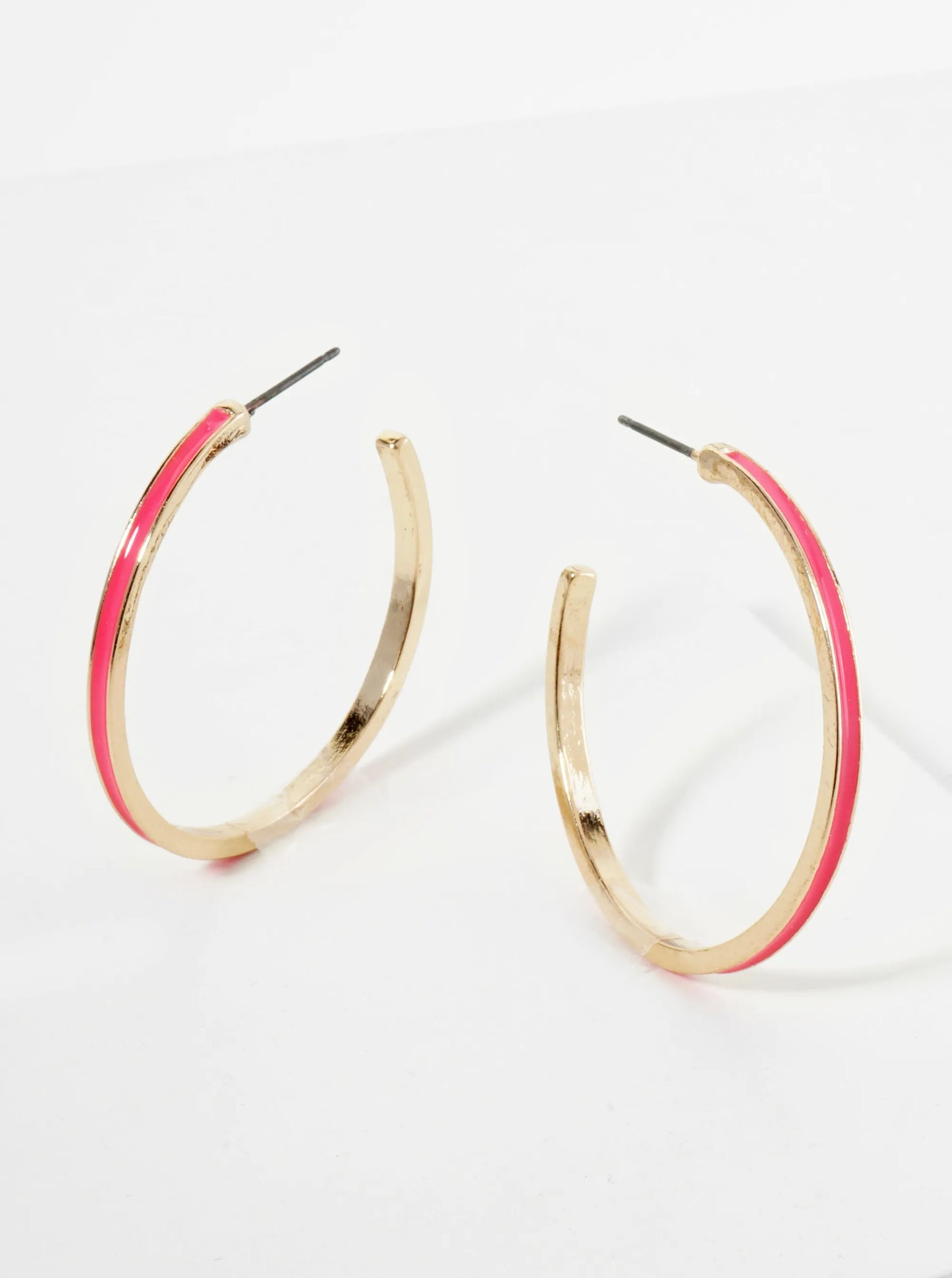 Enamel Filled 35mm Skinny Open Hoop Earrings
