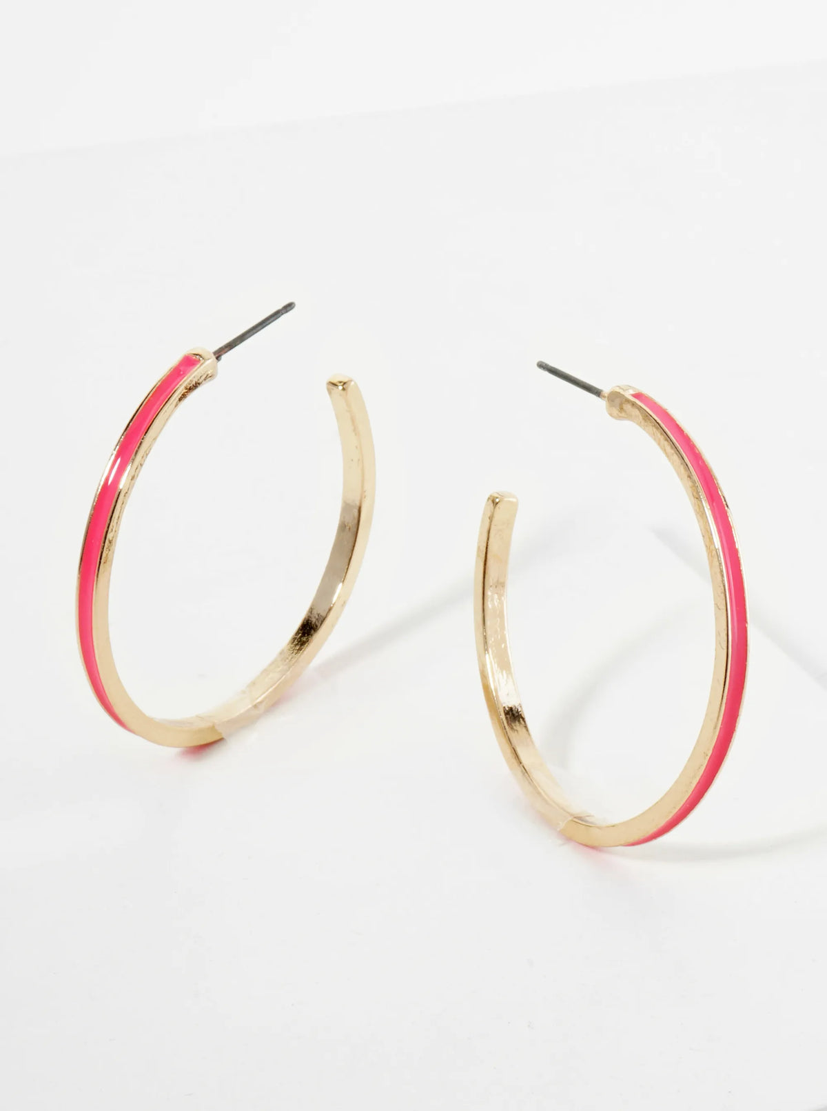 Enamel Filled 35mm Skinny Open Hoop Earrings