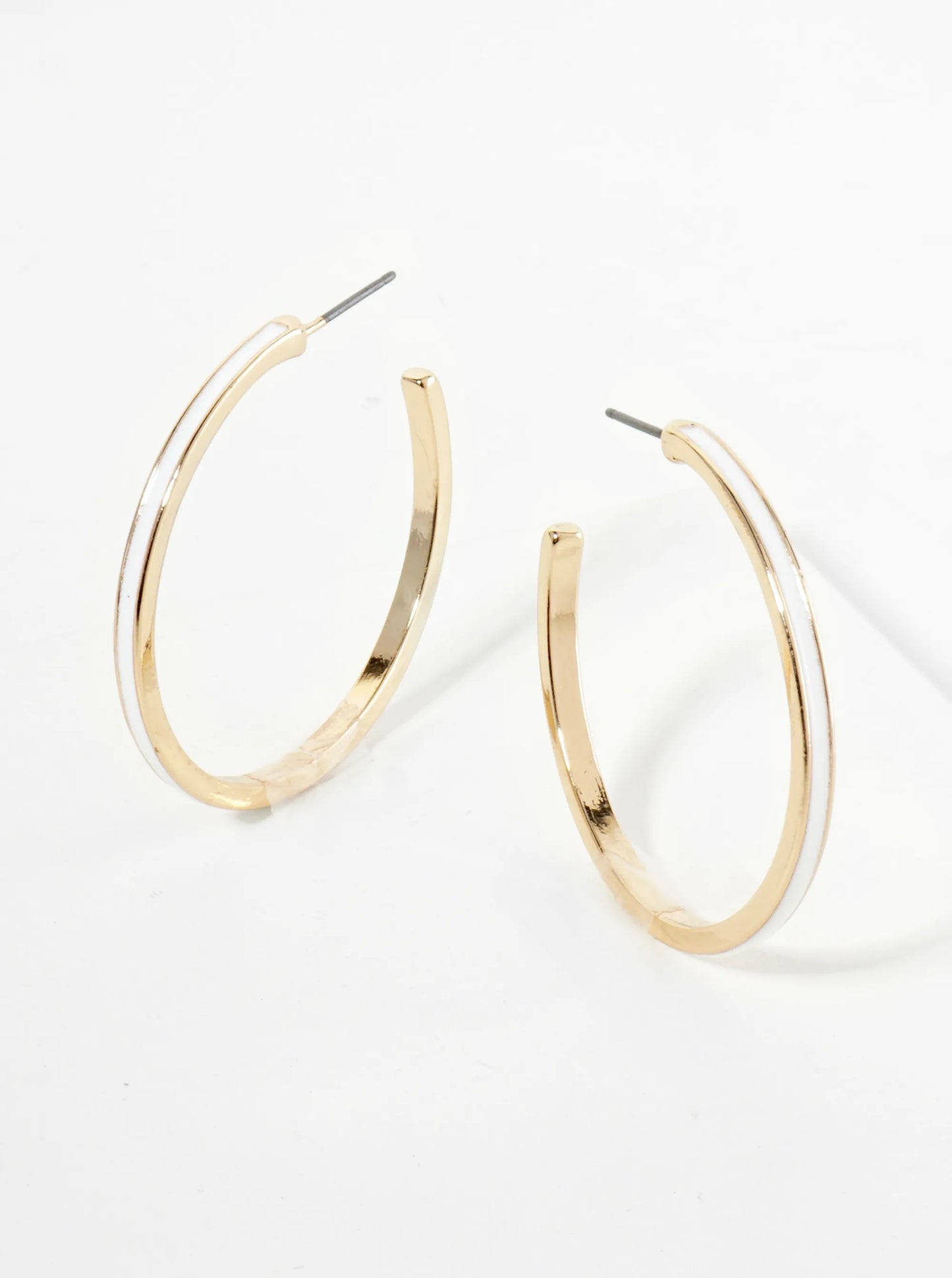 Enamel Filled 35mm Skinny Open Hoop Earrings