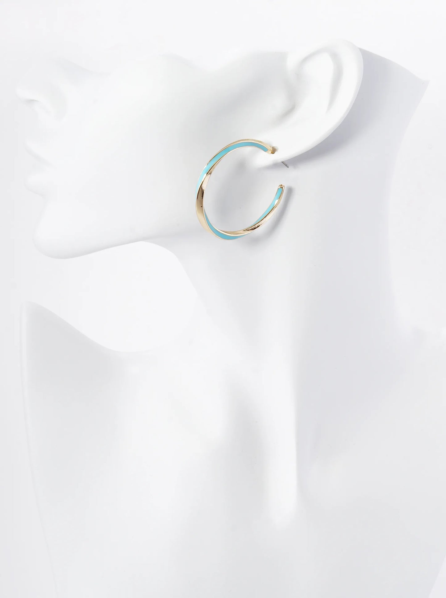 Enamel Filled 40mm Twist Open Hoop Earrings