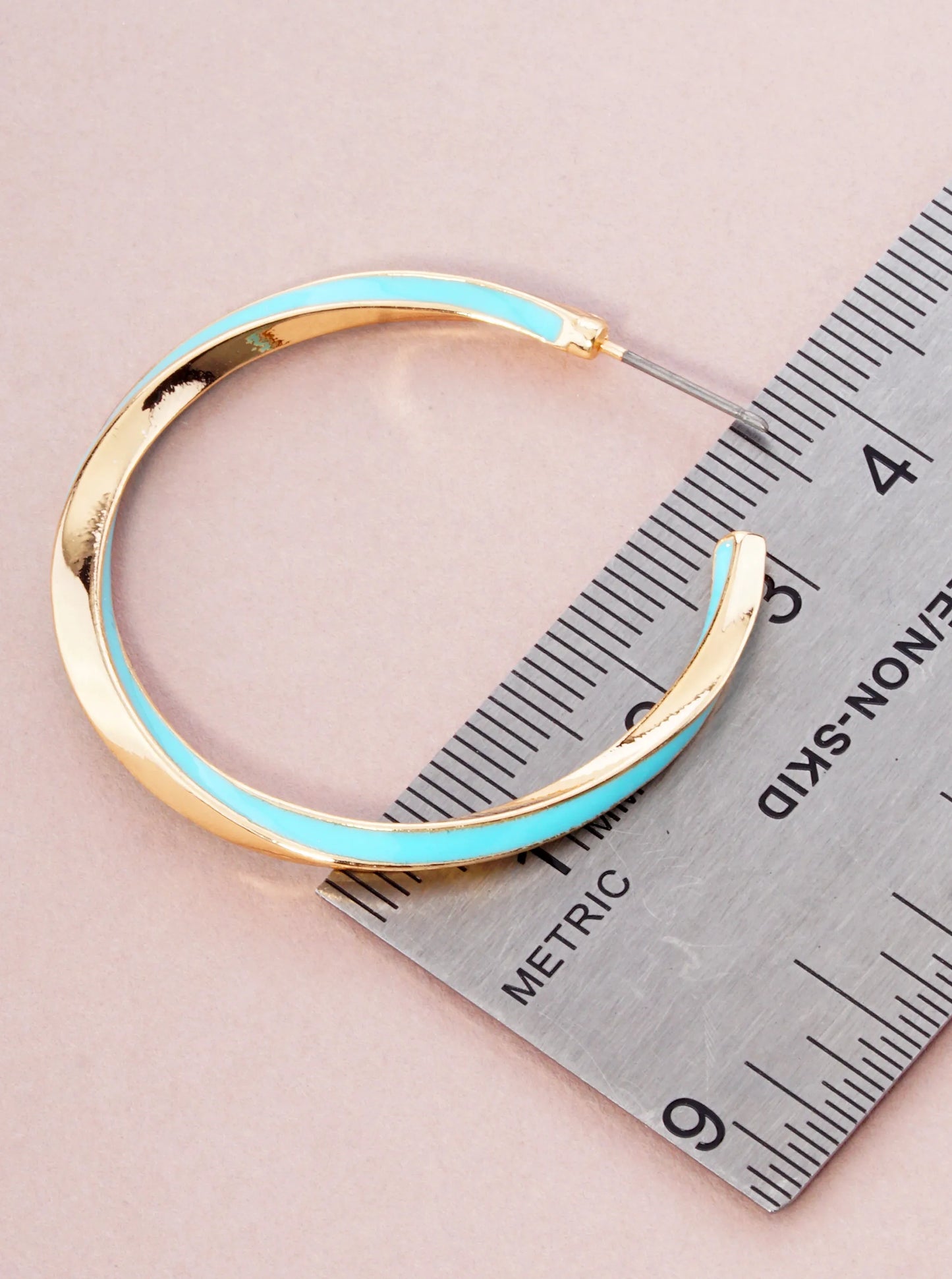 Enamel Filled 40mm Twist Open Hoop Earrings