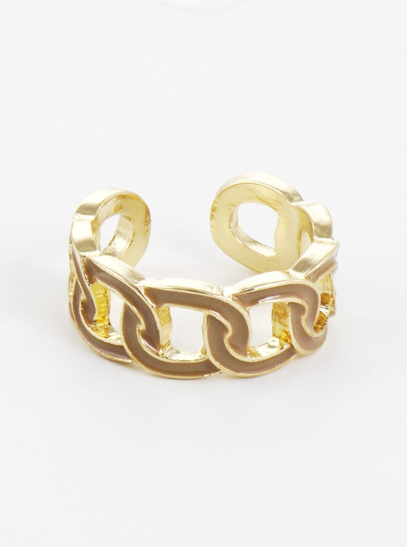 Enamel Filled Chain Shaped Adjustable Ring