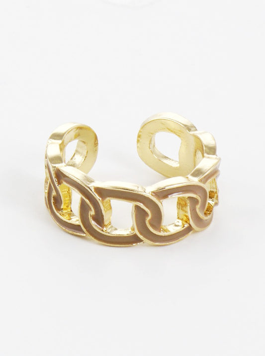 Enamel Filled Chain Shaped Adjustable Ring