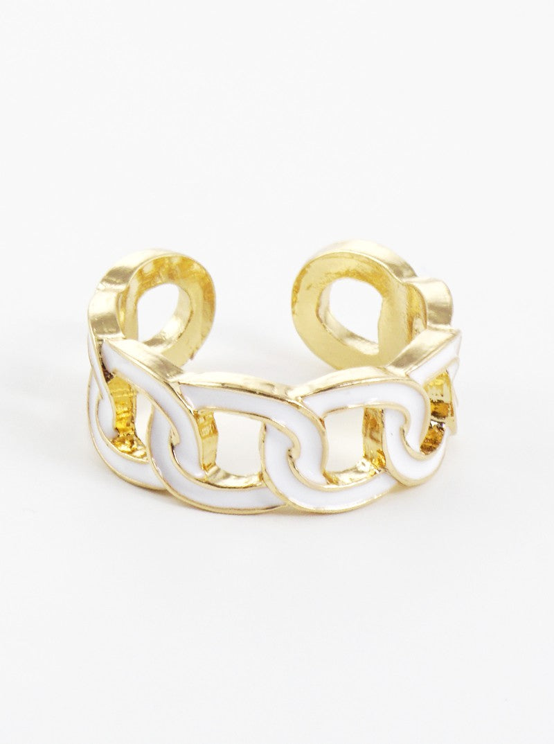 Enamel Filled Chain Shaped Adjustable Ring