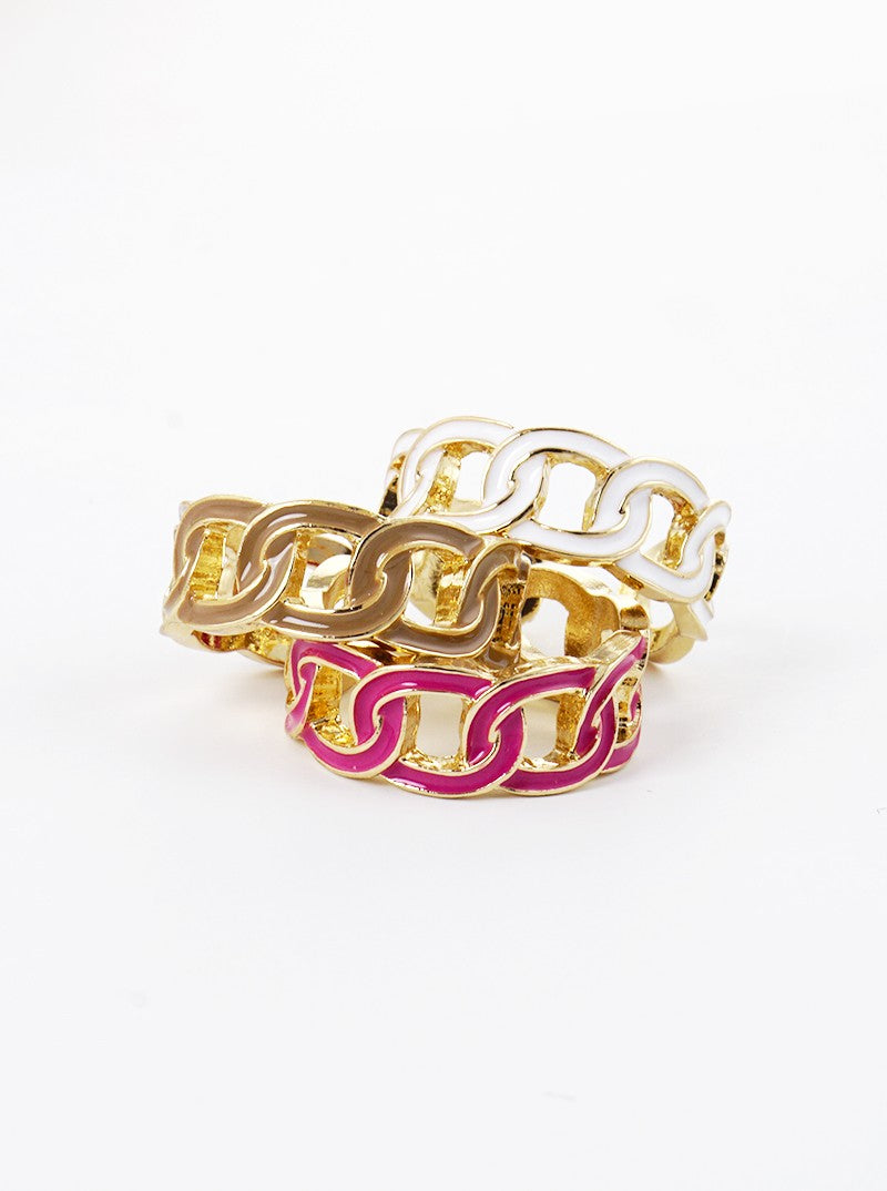 Enamel Filled Chain Shaped Adjustable Ring
