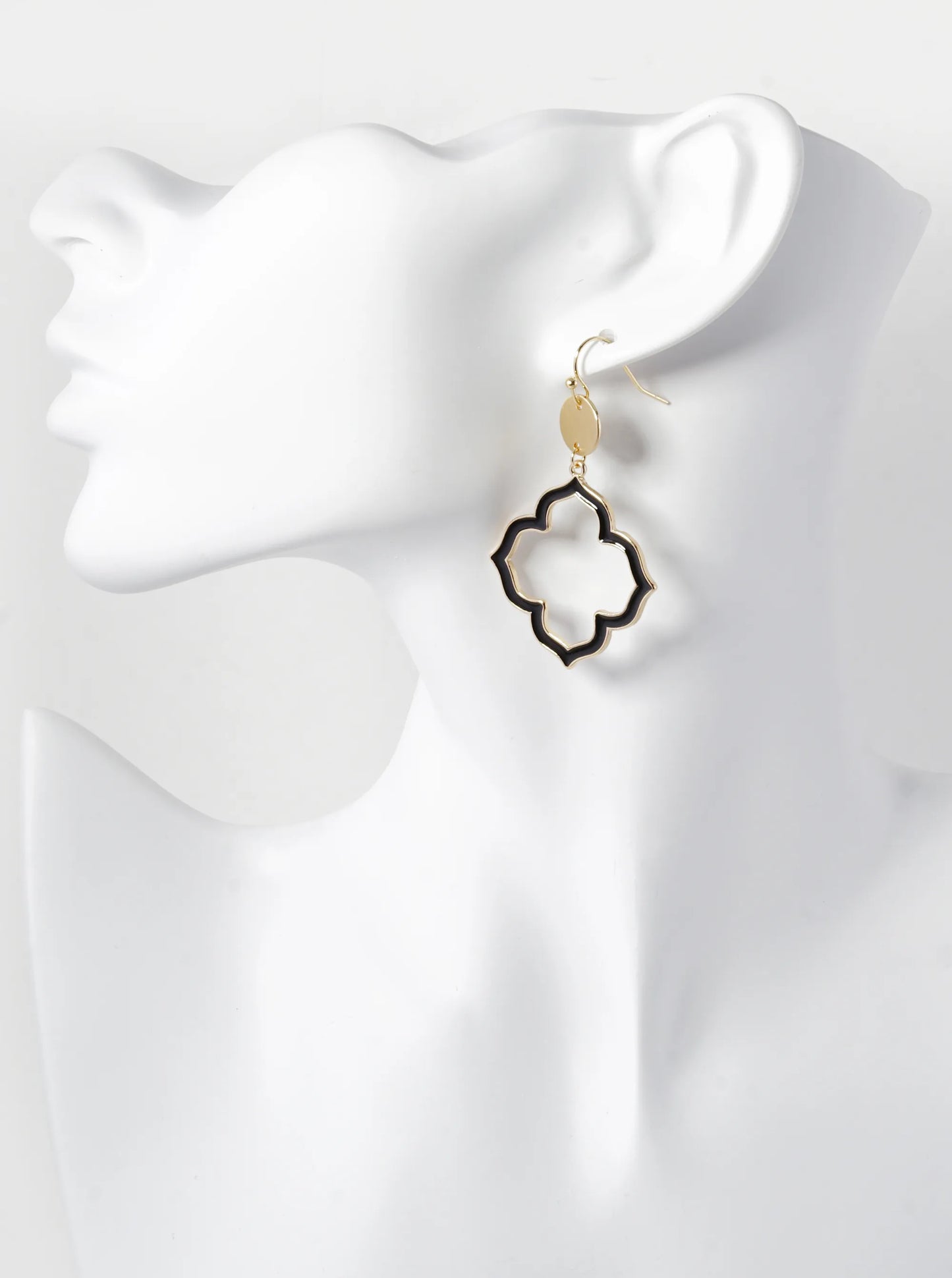 Enamel Filled Clover Drop Dangle Earrings