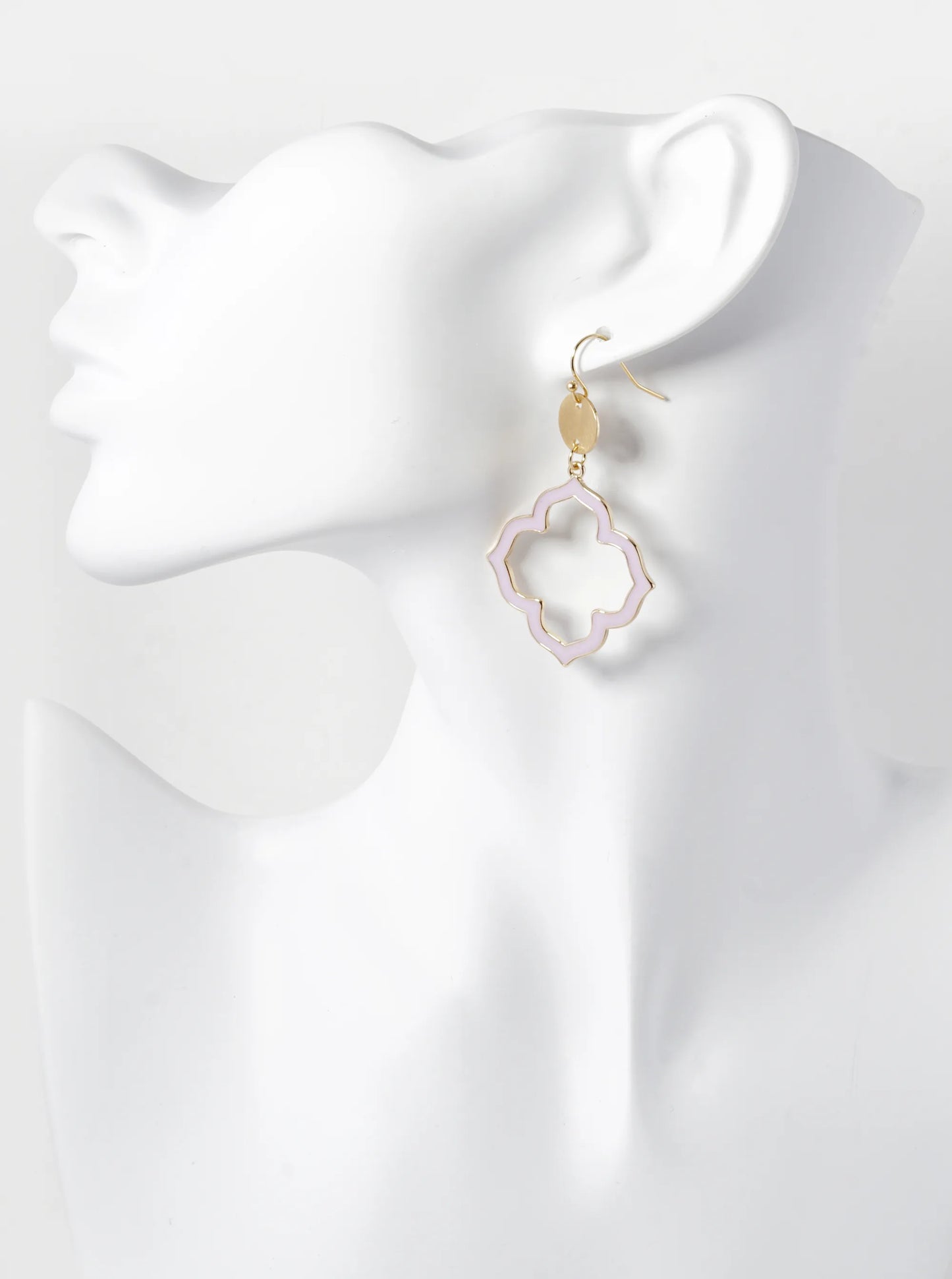 Enamel Filled Clover Drop Dangle Earrings