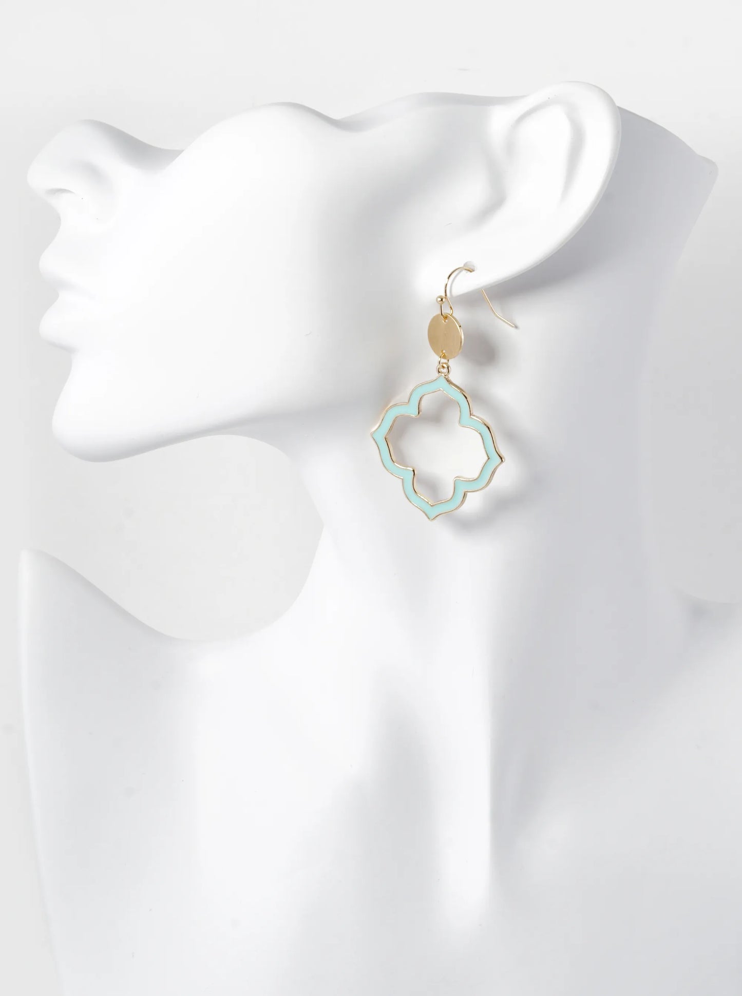 Enamel Filled Clover Drop Dangle Earrings