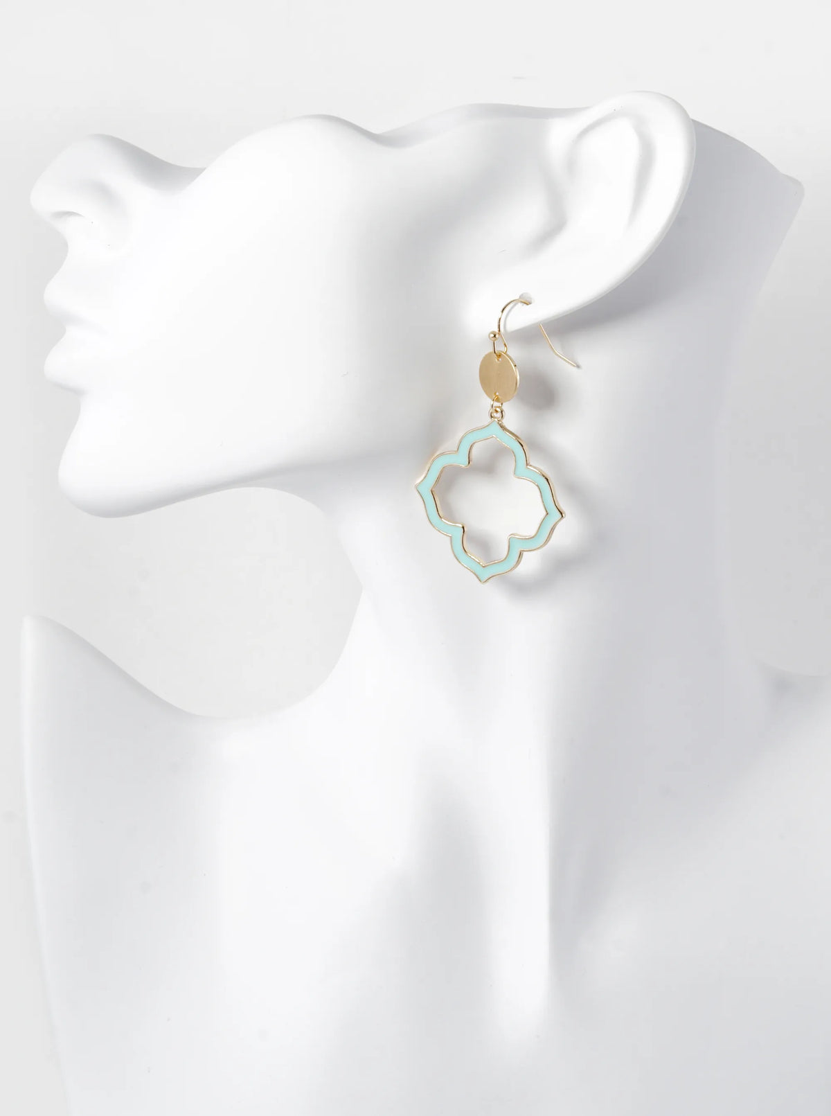 Enamel Filled Clover Drop Dangle Earrings