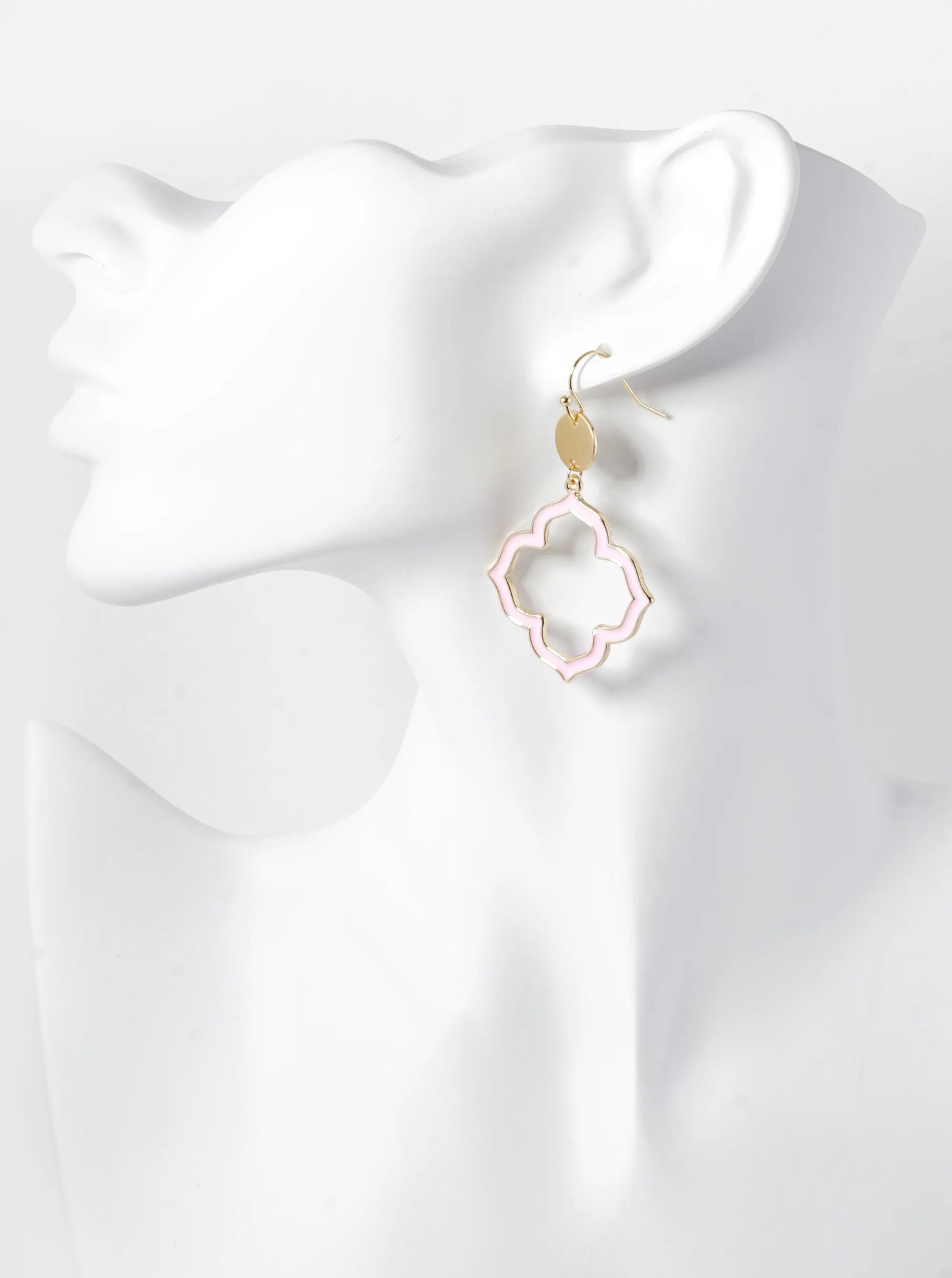 Enamel Filled Clover Drop Dangle Earrings