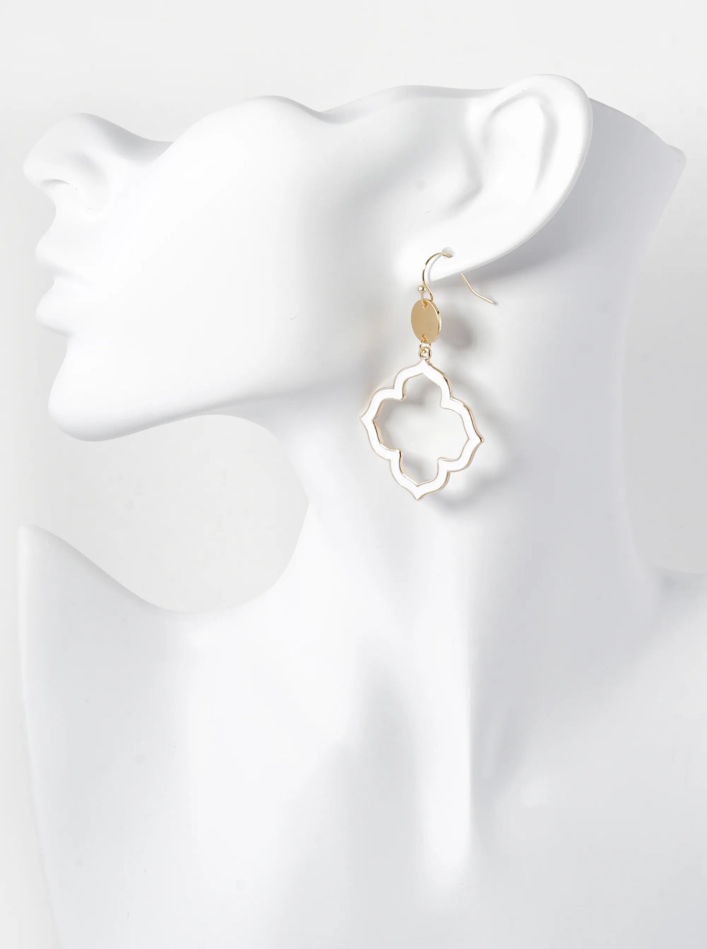 Enamel Filled Clover Drop Dangle Earrings