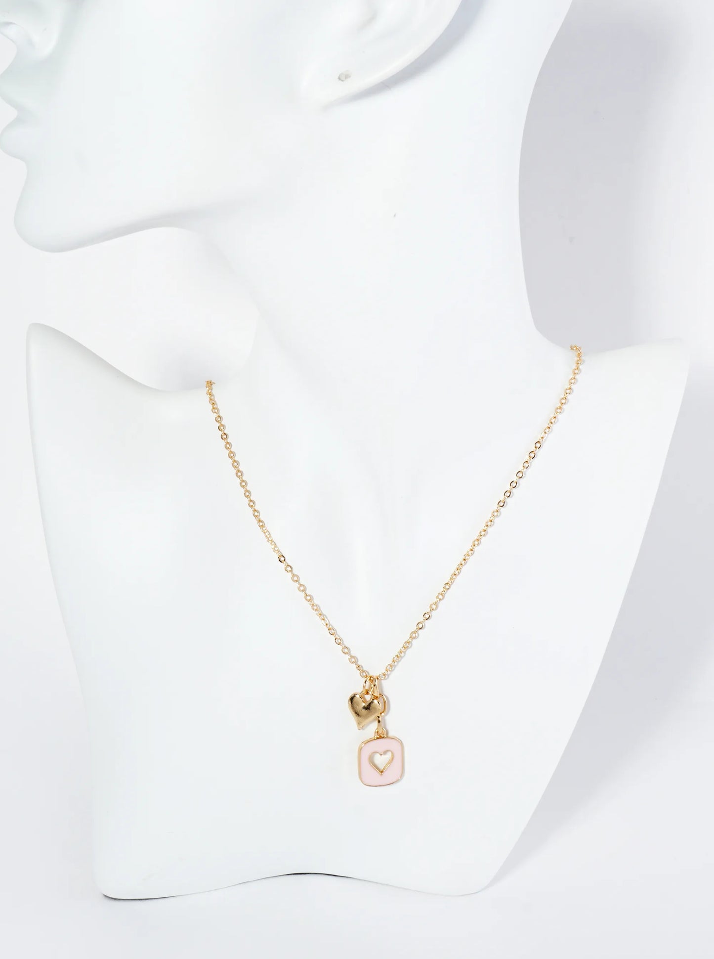 Enamel Filled Cutout Heart Pendant Necklace