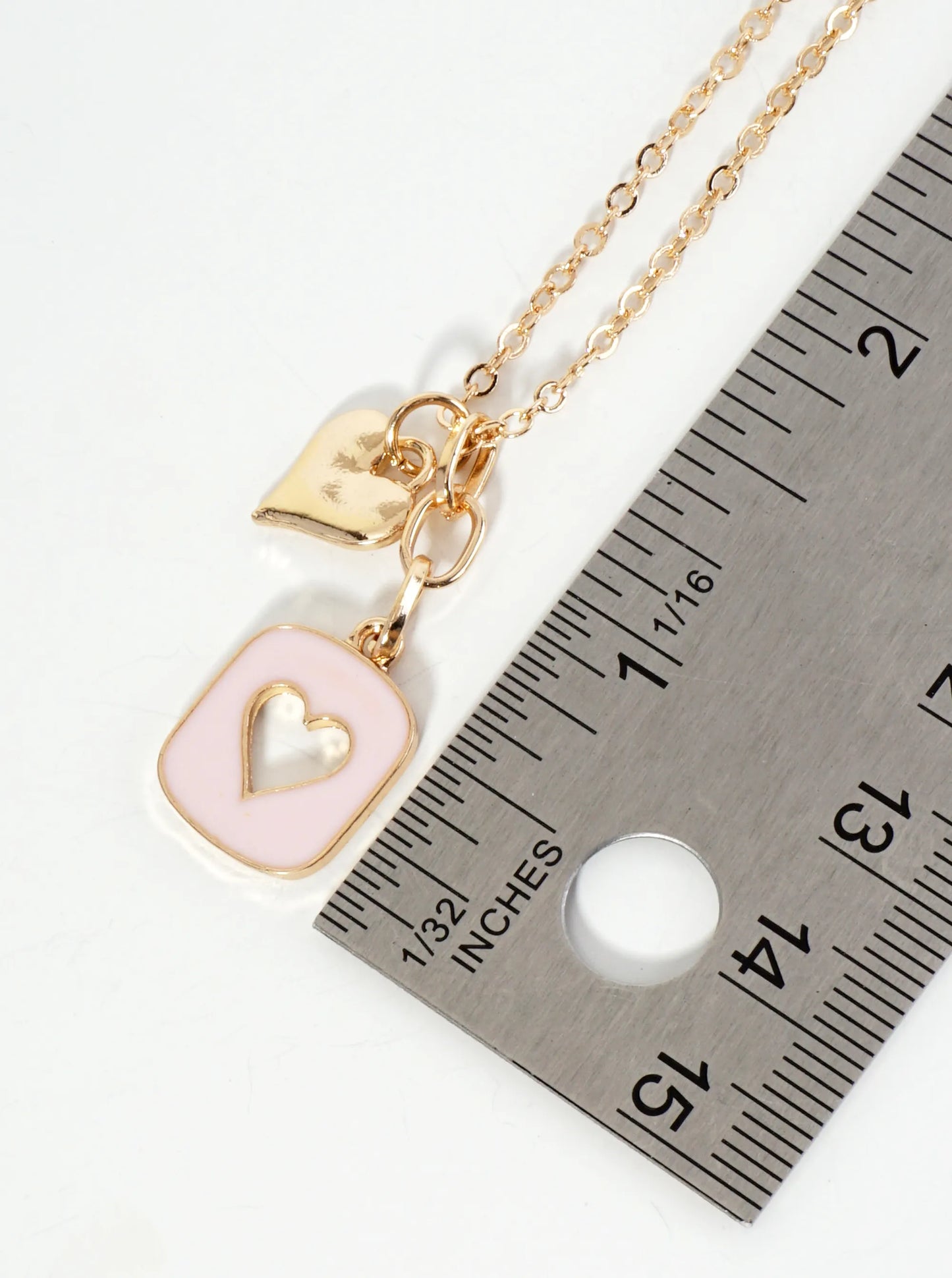 Enamel Filled Cutout Heart Pendant Necklace