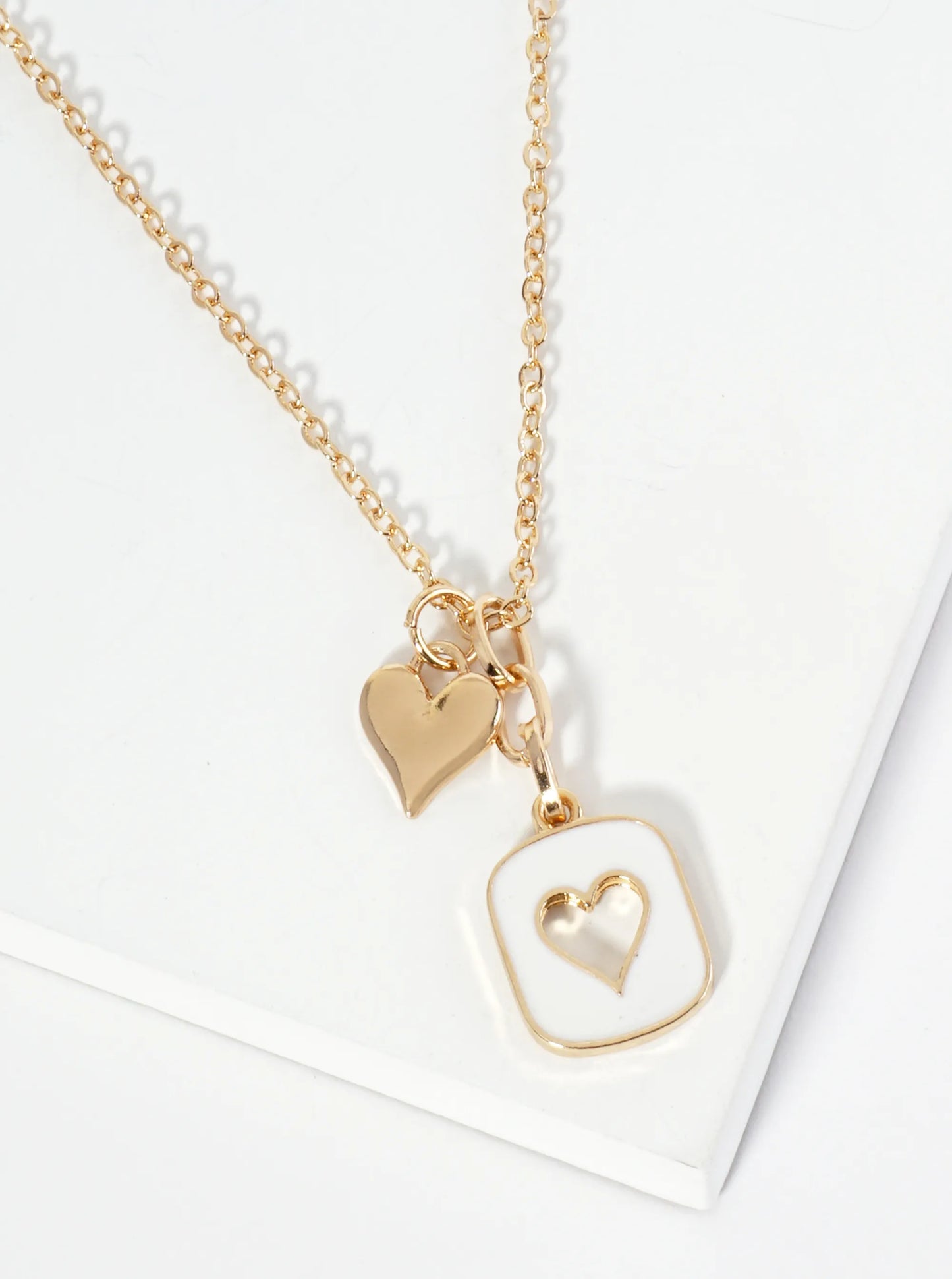 Enamel Filled Cutout Heart Pendant Necklace