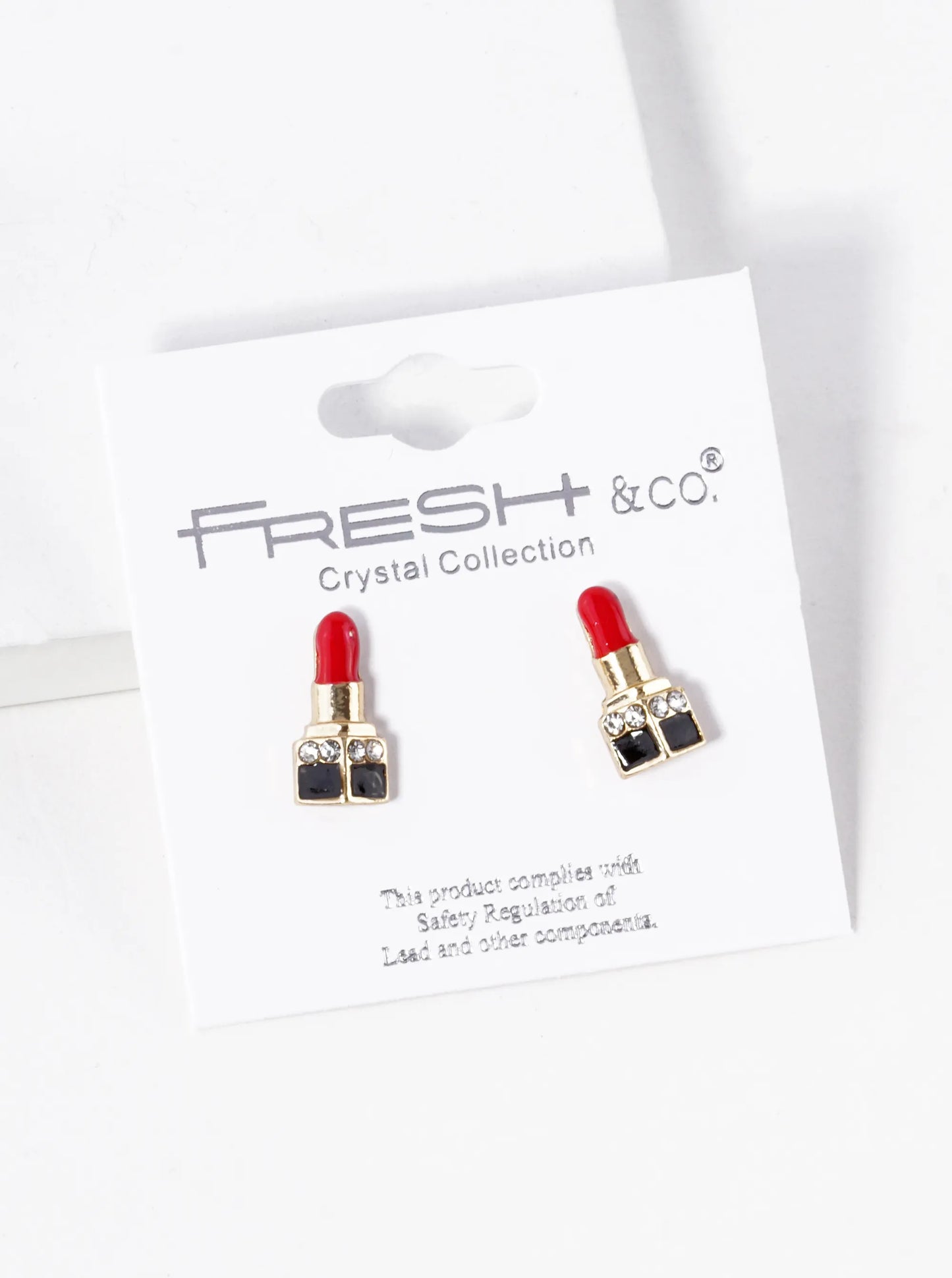 Enamel Filled Dainty Lipstick Stud Earrings