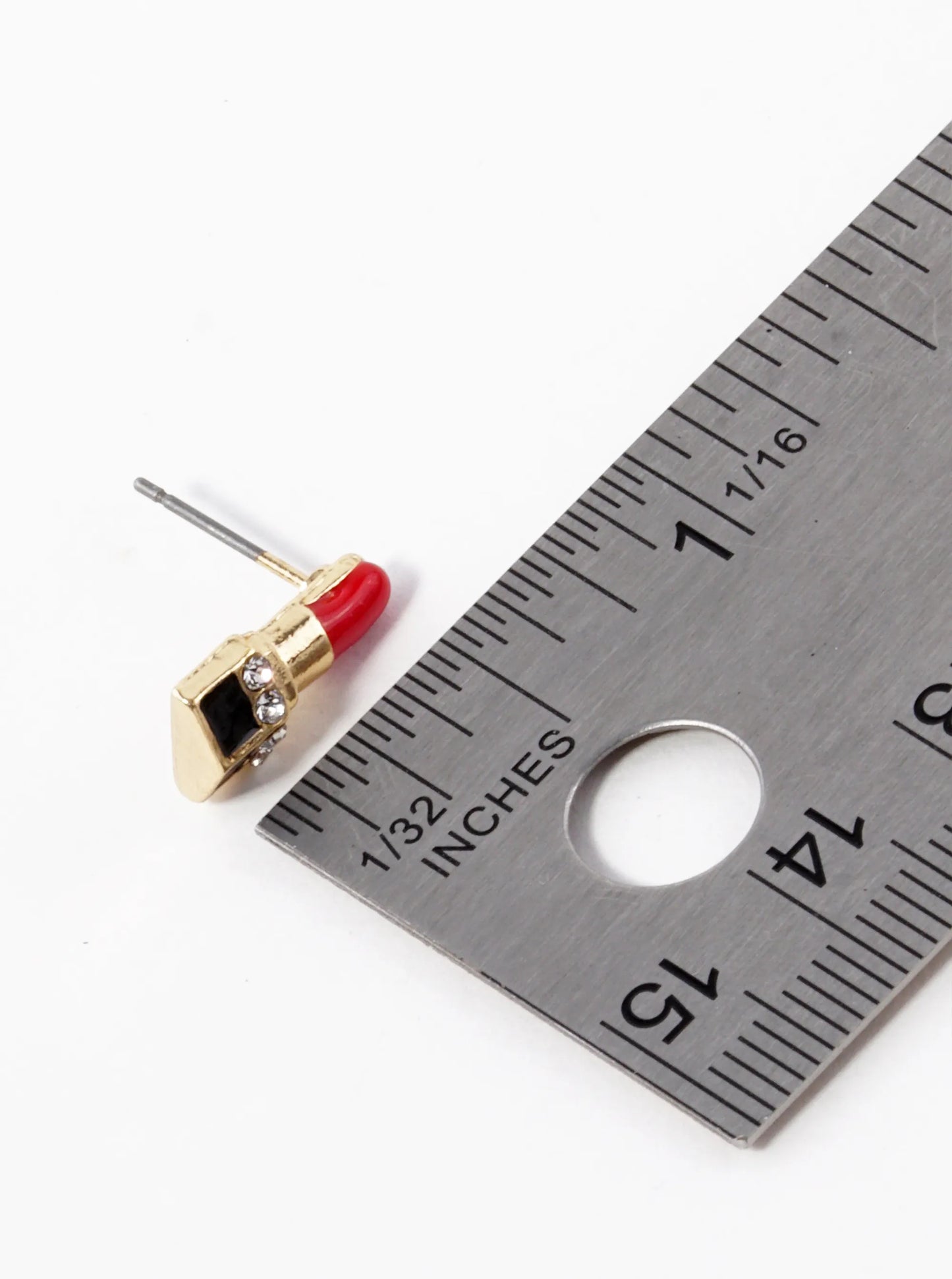 Enamel Filled Dainty Lipstick Stud Earrings