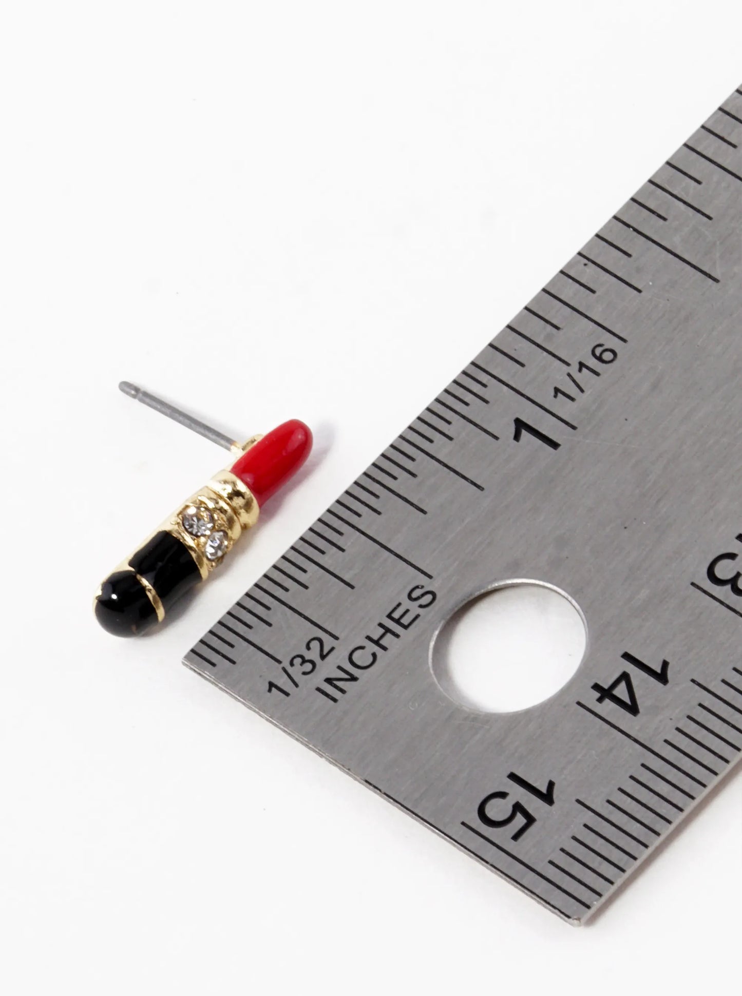 Enamel Filled Dainty Lipstick Stud Earrings