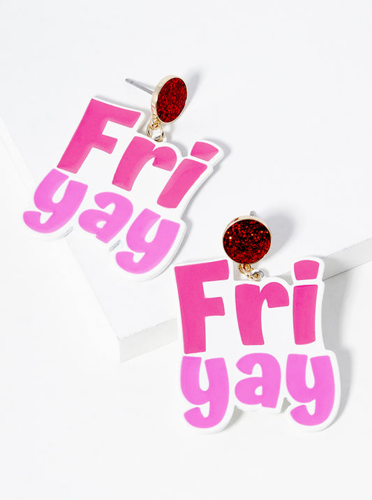 Enamel Filled Friyay Fun Dangle Post Earrings
