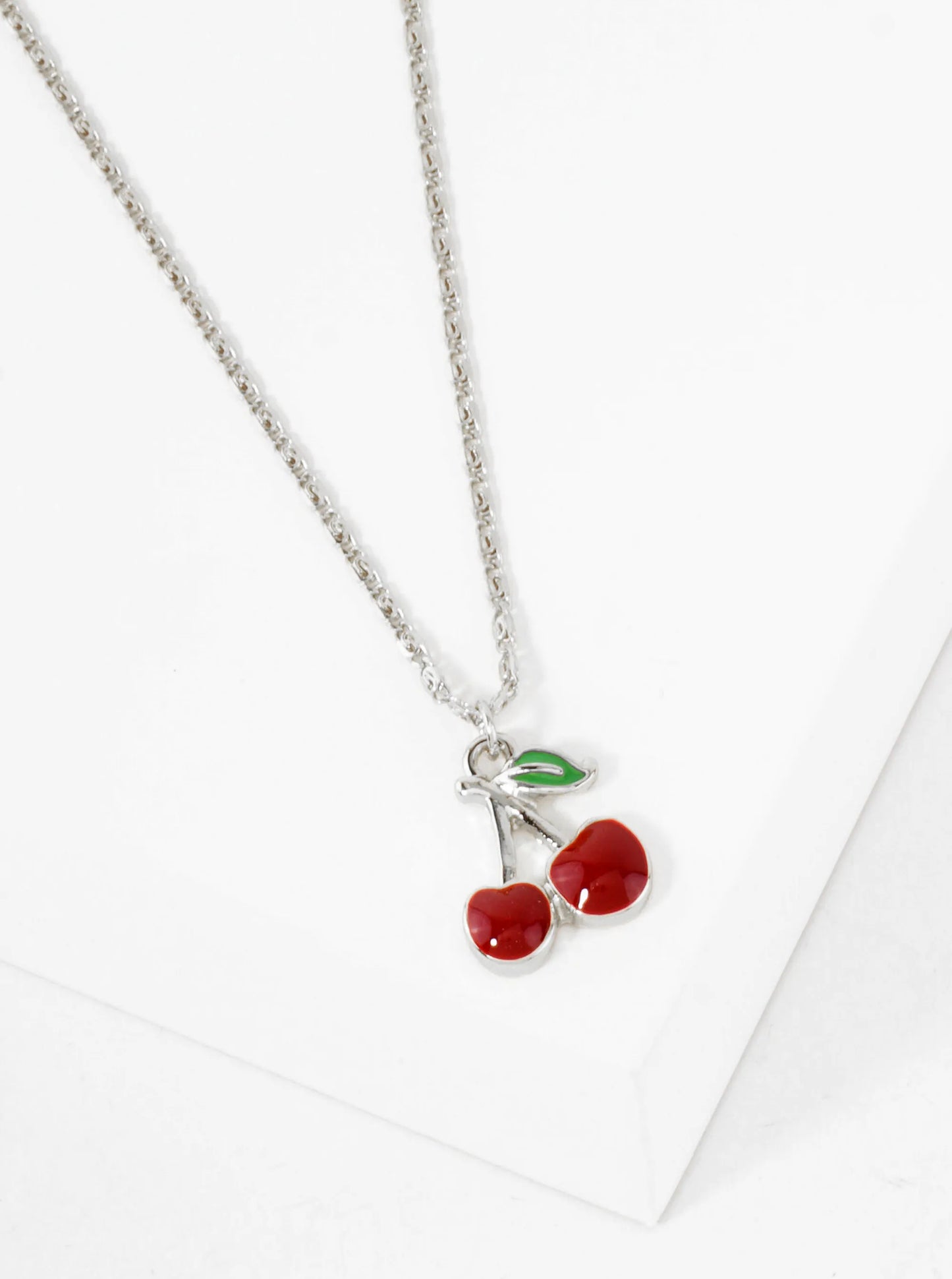 Enamel Filled Half-inch Cherry Pendant 18K-Gold-Dipped Necklace