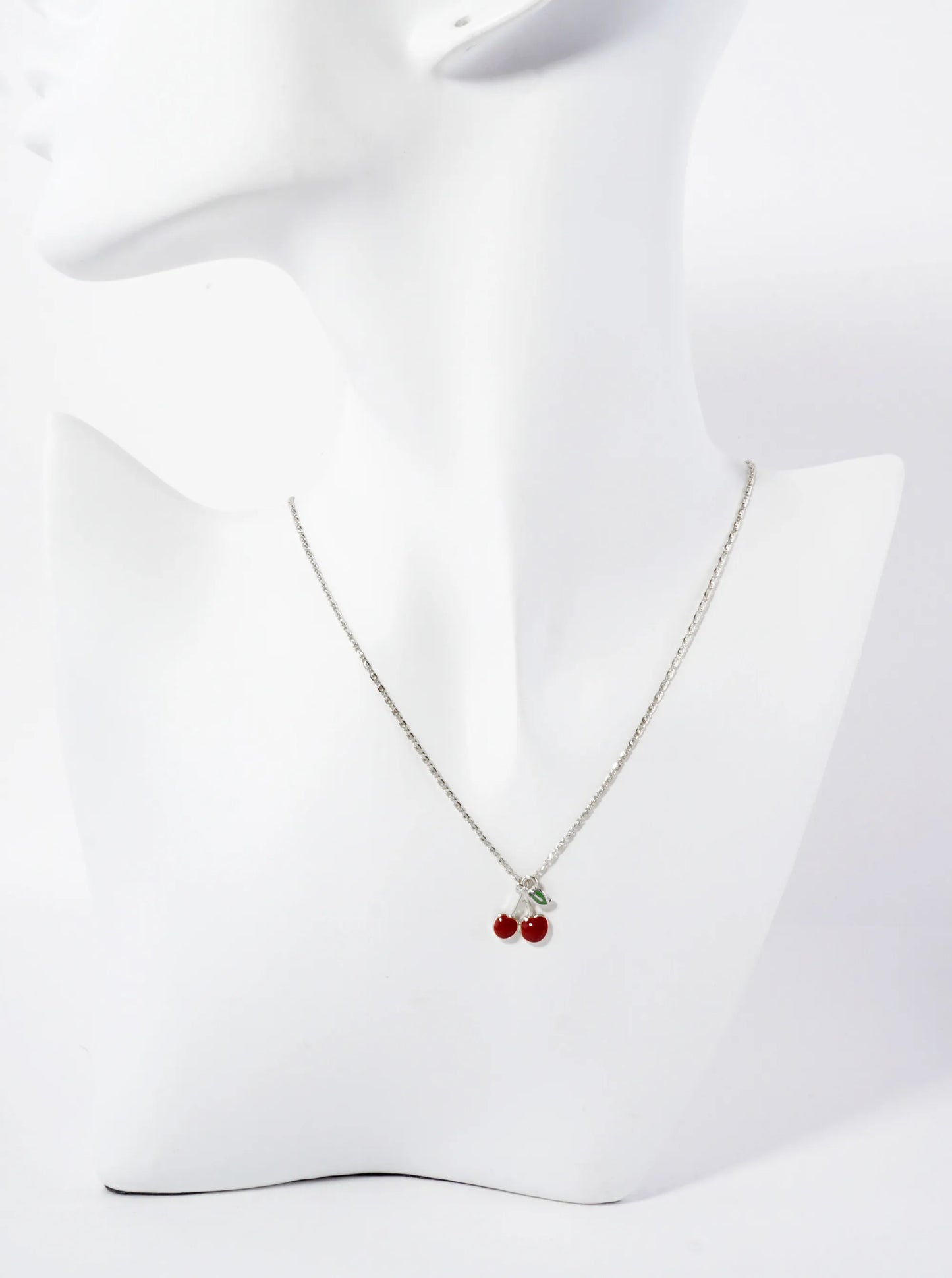 Enamel Filled Half-inch Cherry Pendant 18K-Gold-Dipped Necklace