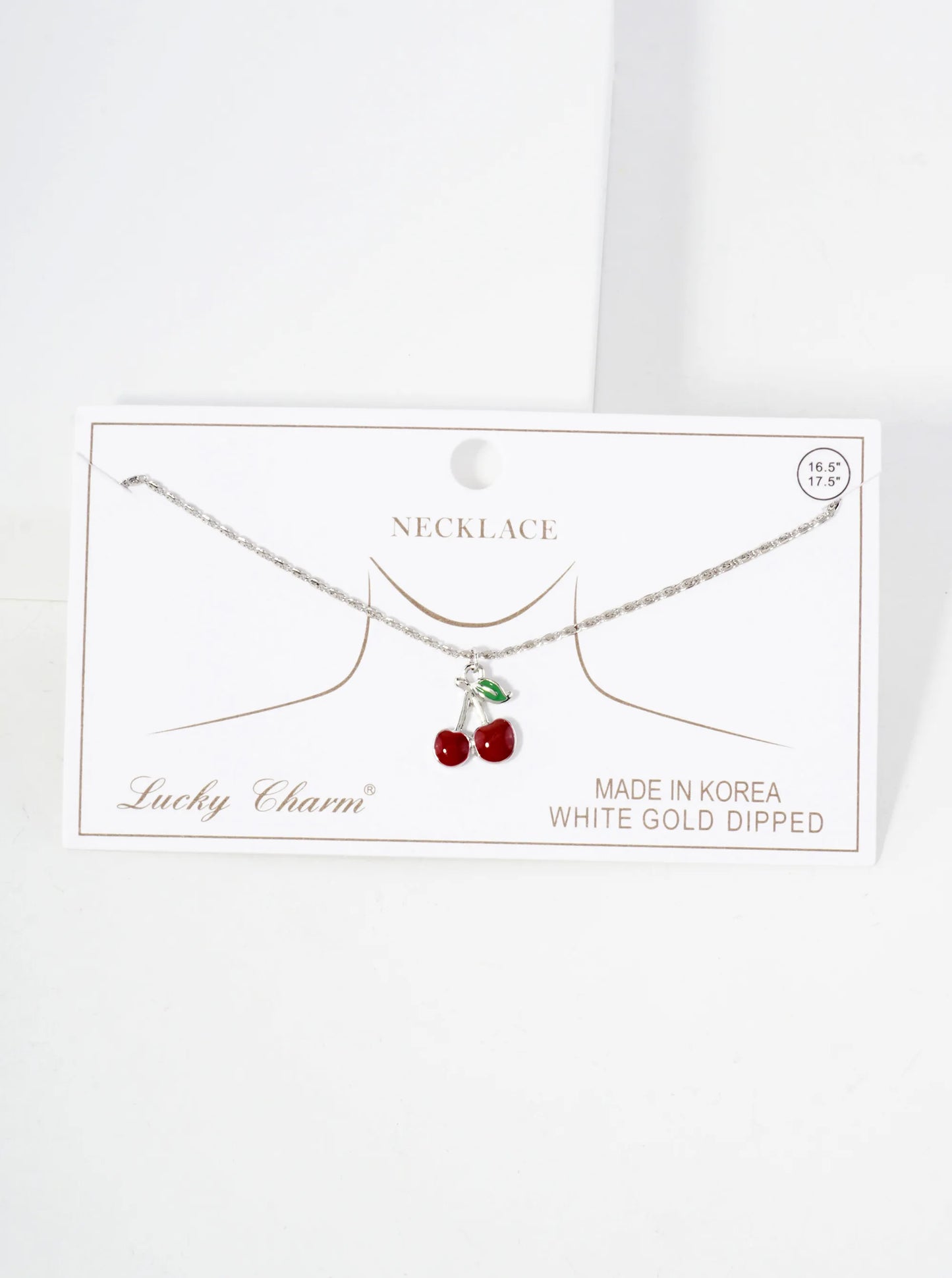 Enamel Filled Half-inch Cherry Pendant 18K-Gold-Dipped Necklace
