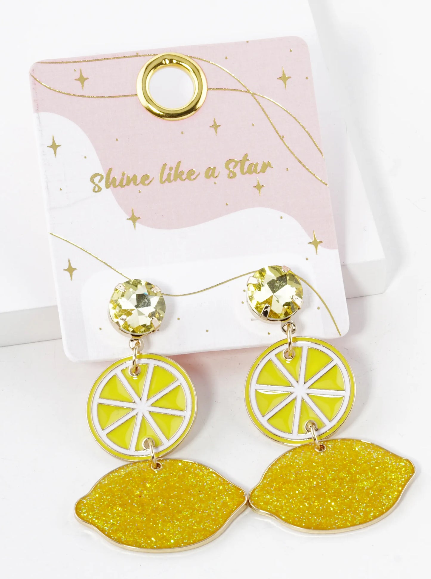 Enamel Filled Lemon Drop Dangle Post Earrings