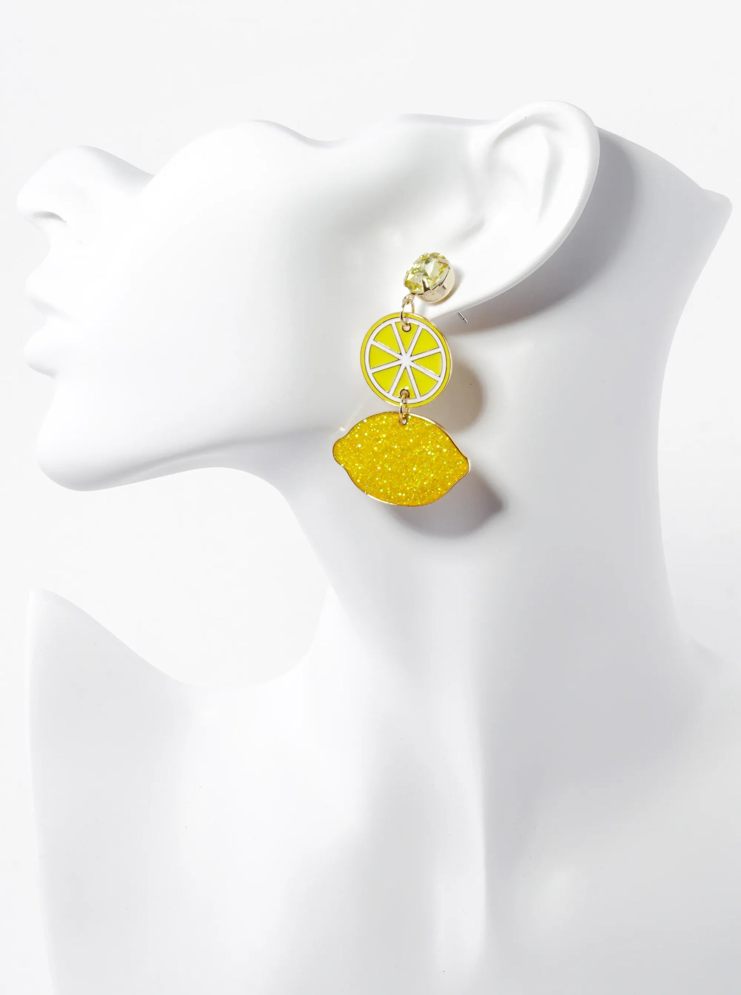 Enamel Filled Lemon Drop Dangle Post Earrings