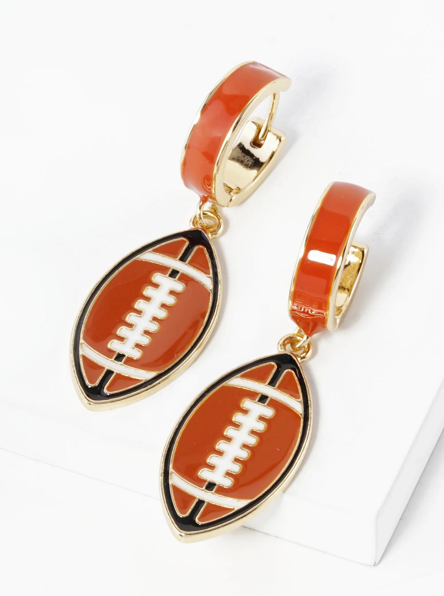 Enamel Filled Sports Ball Drop 16mm Huggie Hoop Earrings